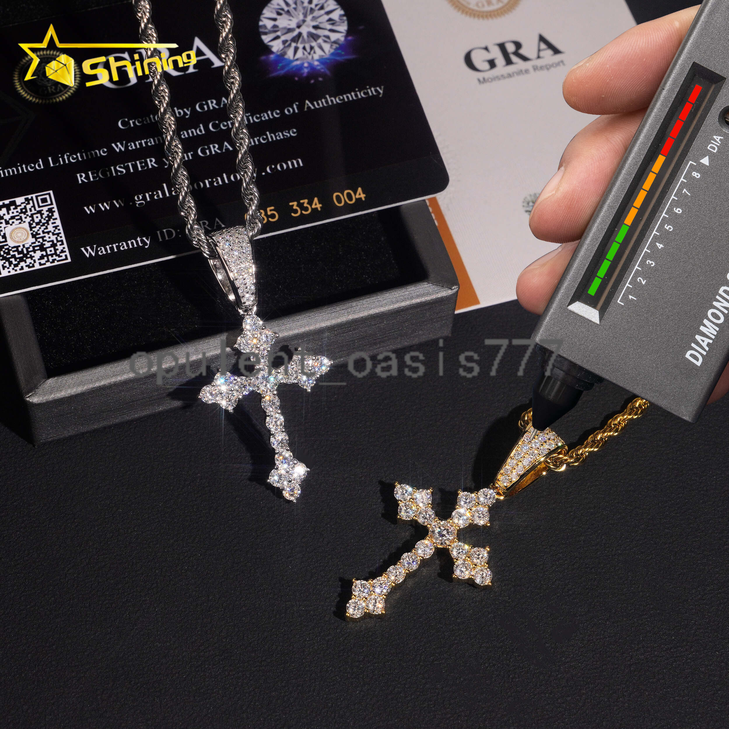 USA Local Stock Fast Shipping Cross Charm Gold Plated 925 Sterling Silver Moissanite Hip Hop Iced Out Design Sparkling Pendant