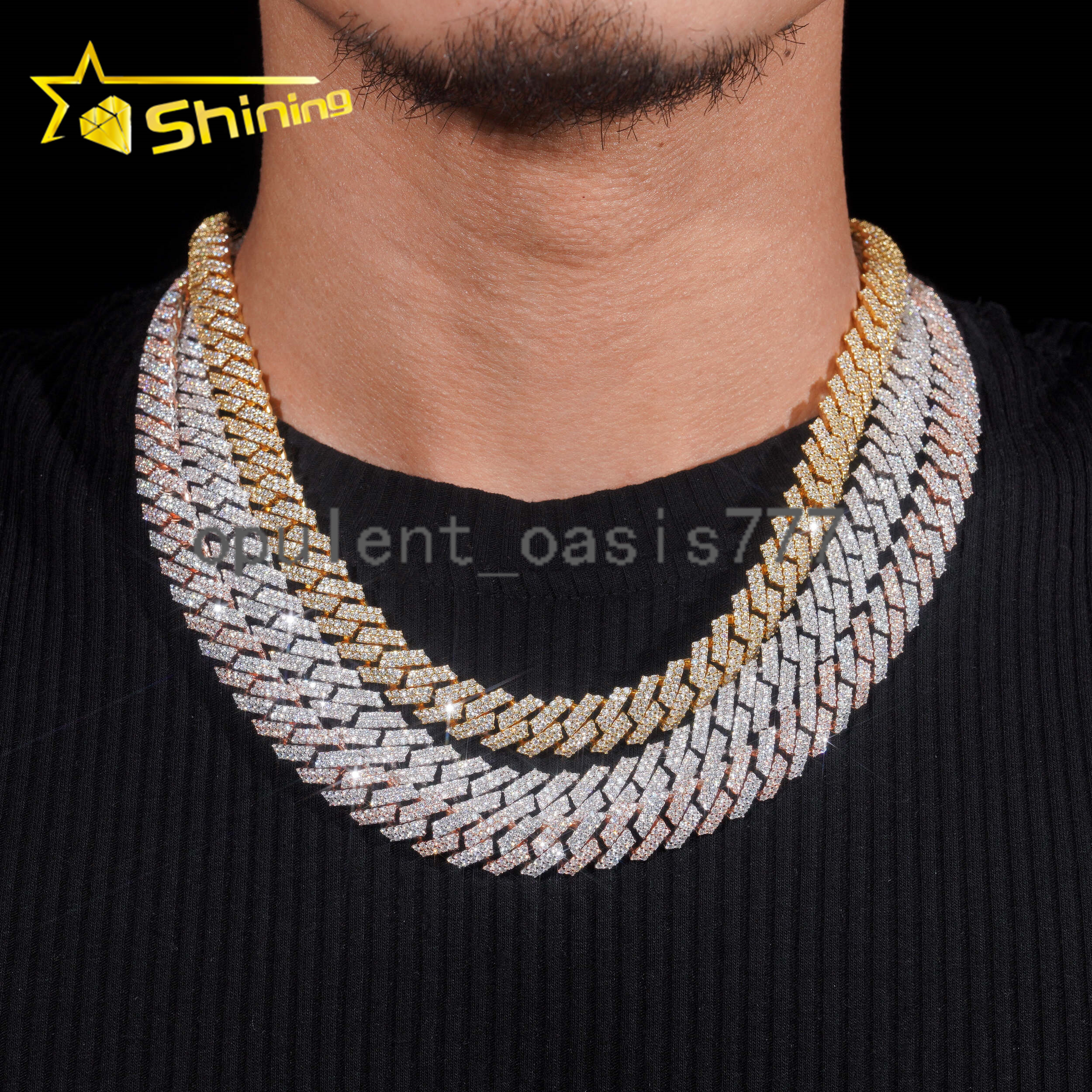 USA New Stocks 12mm 925 Silver Cuban Link Chain Moissanite Hip Hop Jewelry Men Iced Out Moissanite Diamond Necklace