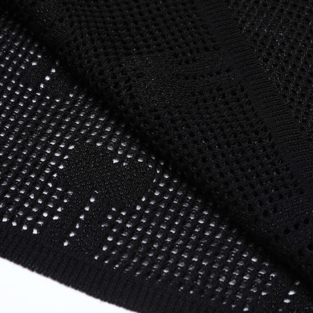 Spring and summer new designer A9 European and American high-quality knitted lapel slim fit women's short sleeved dress1