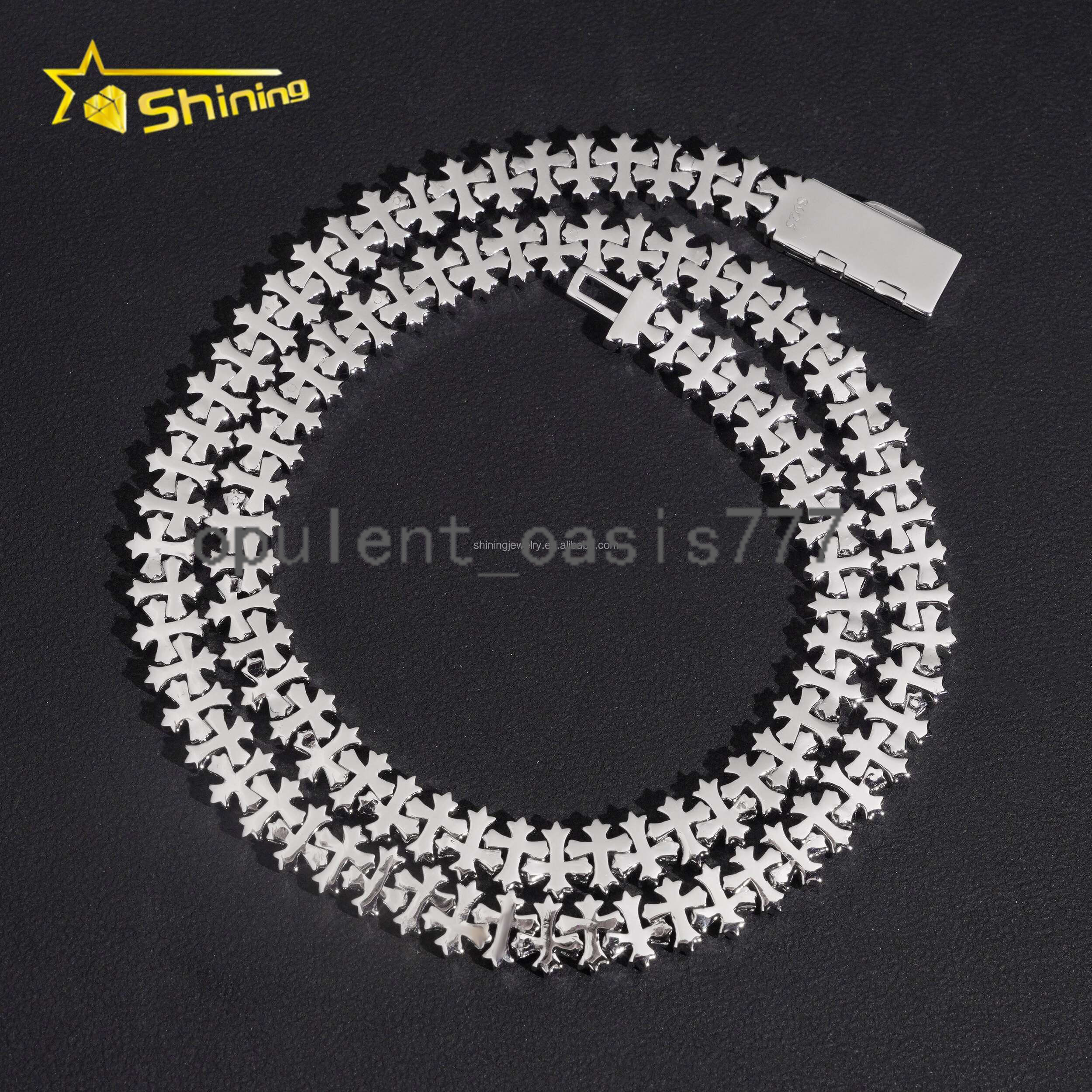 Unique Design Fashion Man Jewelry GRA Certificate S925 Iced Out VVS Moissanite Cross Shape Miami Cuban Link Chain Bracelet