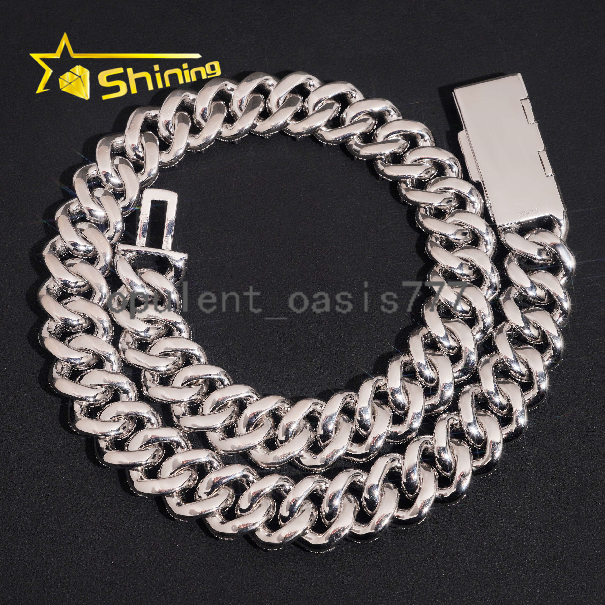 Luxury 925 Silver Chain Iced Out 18mm Cuban Link Chain Moissanite Hip Hop Jewelry Custom Men Link Chian Necklace