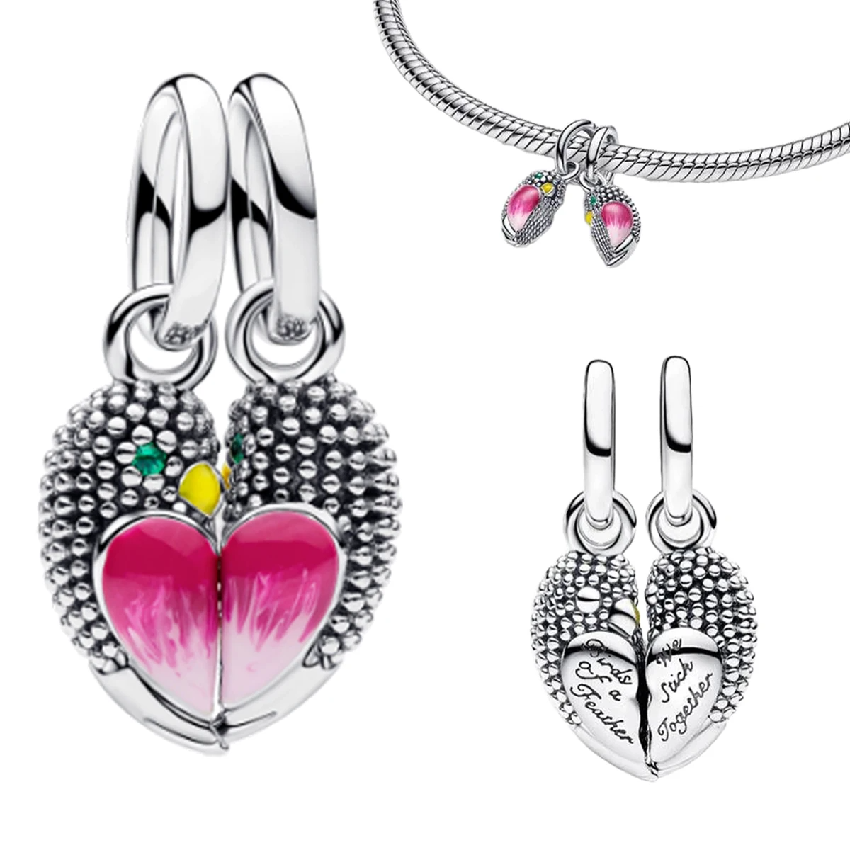 2026 New Texture Mushroom Pink Tulip Flower Bud Caterpillar Clover Dangle Apple Charm Dog Gem Butterfly Beads Fine Jewelry Mother's day Gift DIY