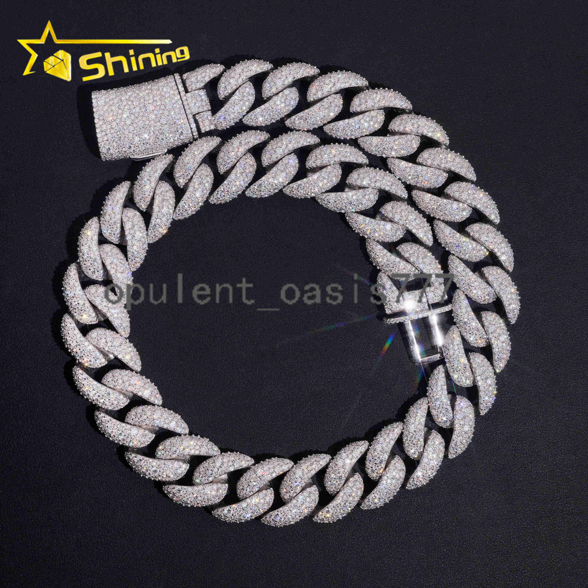 Luxury Big Size 23mm Cuban Link Chain 925 Sterling Silver Moissanite Hip Hop Jewelry Custom Moissanite Chain Cuban for Men
