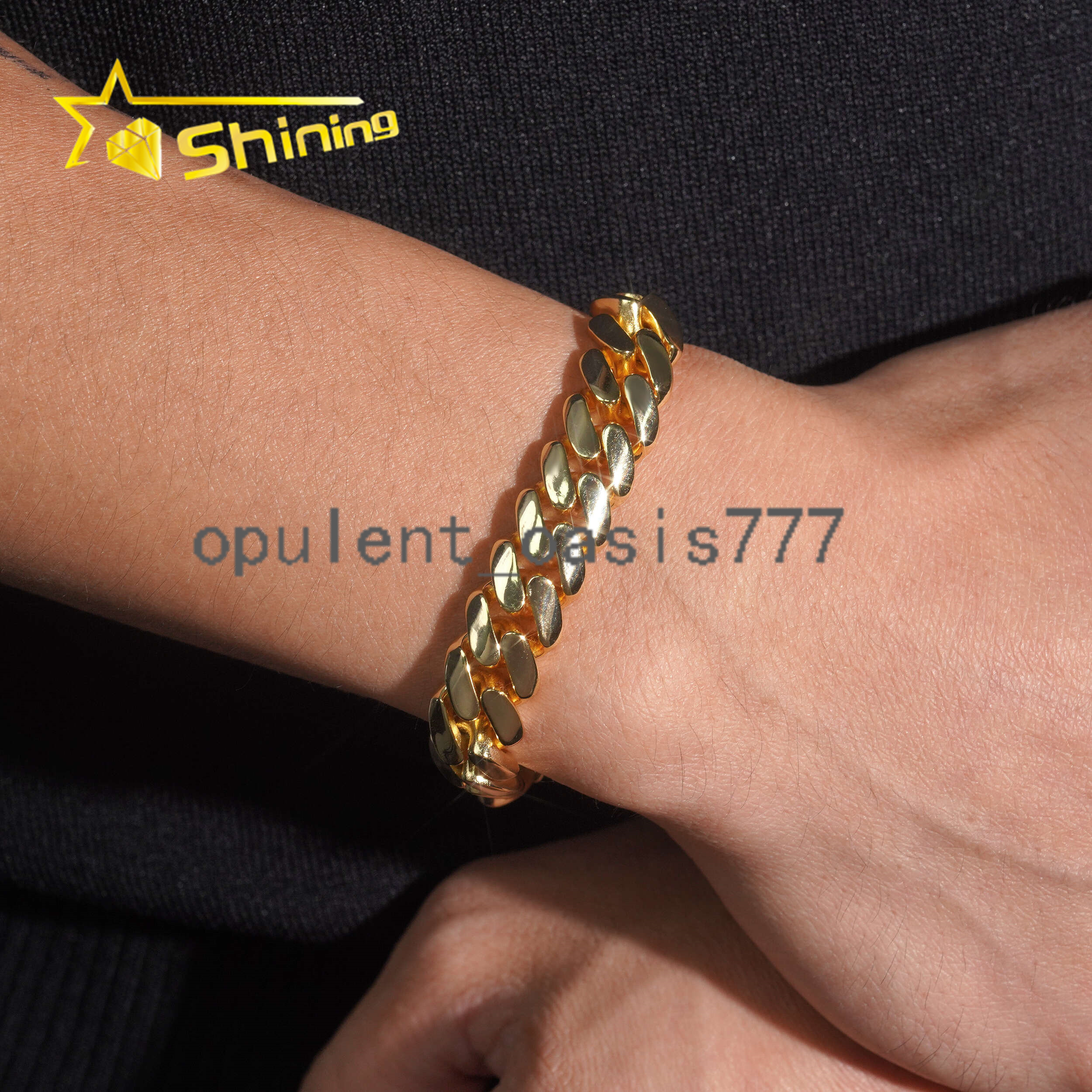 Hip Hop Jewelry Gold Plated 12mm Plain Cuban Bracelet with Moissanite Clasp Custom 925 Silver Bracelet for Men