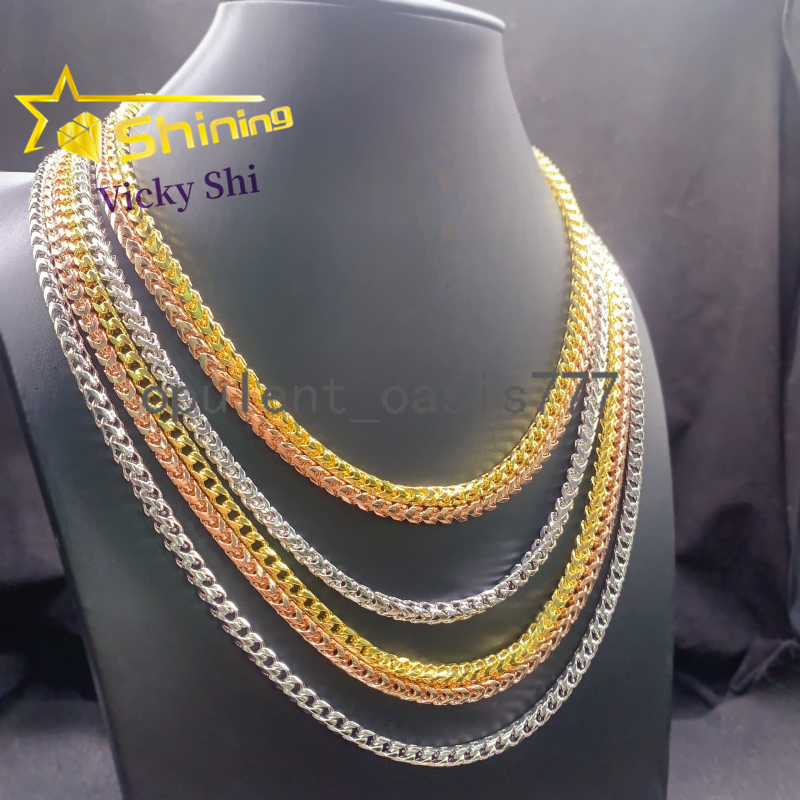 Hot Selling Men Hip Hop Necklace Pass Diamond Tester Moissanite Cuban Link Chain 925 Silver Gold Plated Franco Chain