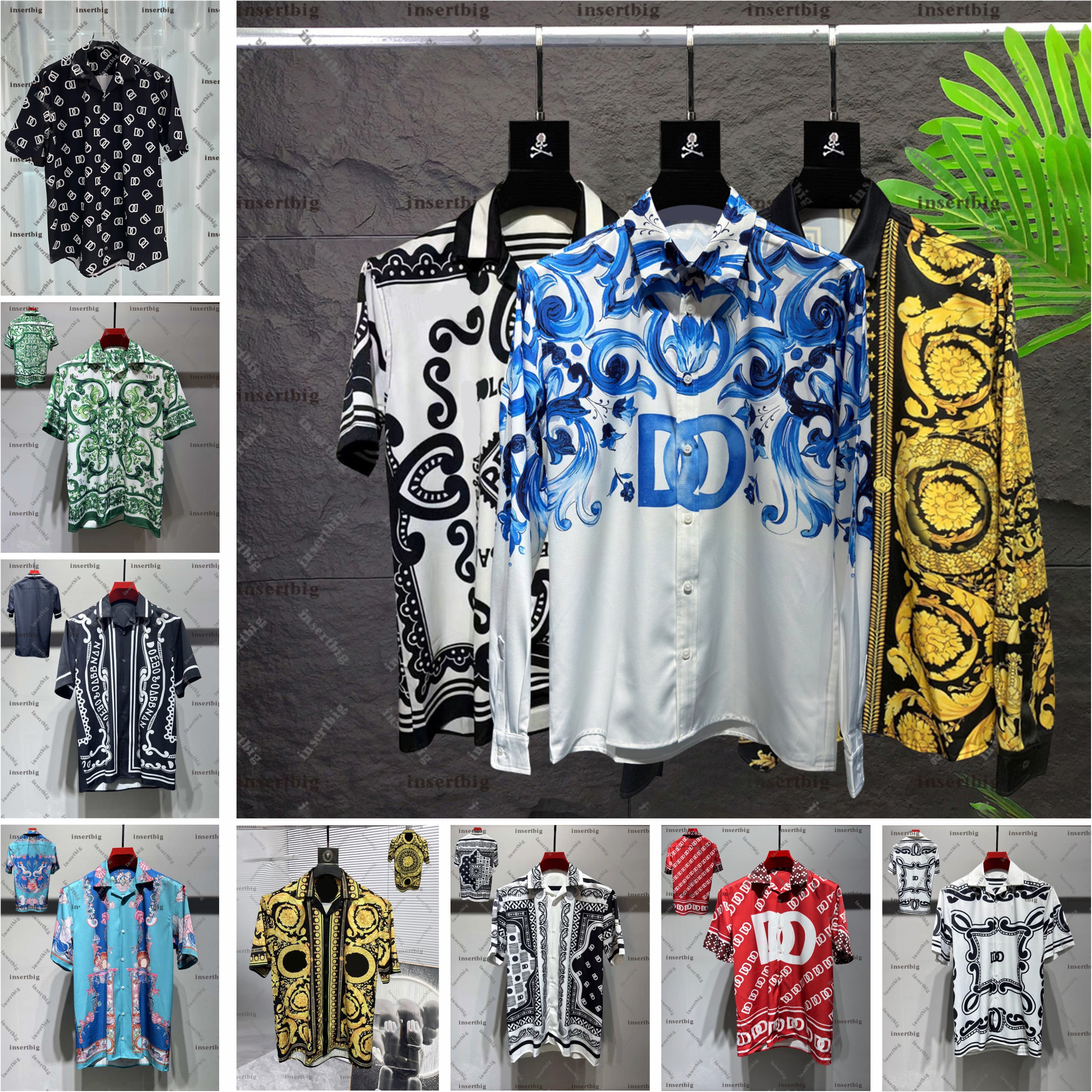 Business luxury shirt mens shirt designer long sleeved shirt single breasted brand printed shirt mens button up shirt denim shirt Asian size M-3XL yyt