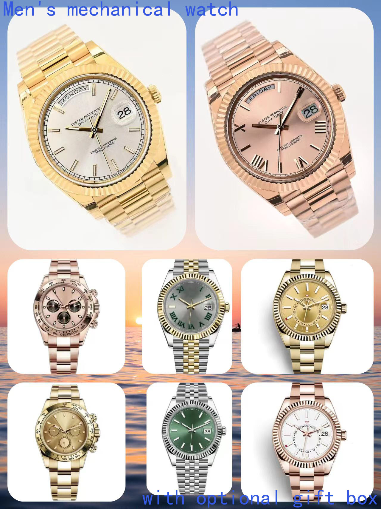 Luxurious Mens Mechanical Watch: Stainless Steel Case, Chronograph Functionality, Calendar Display