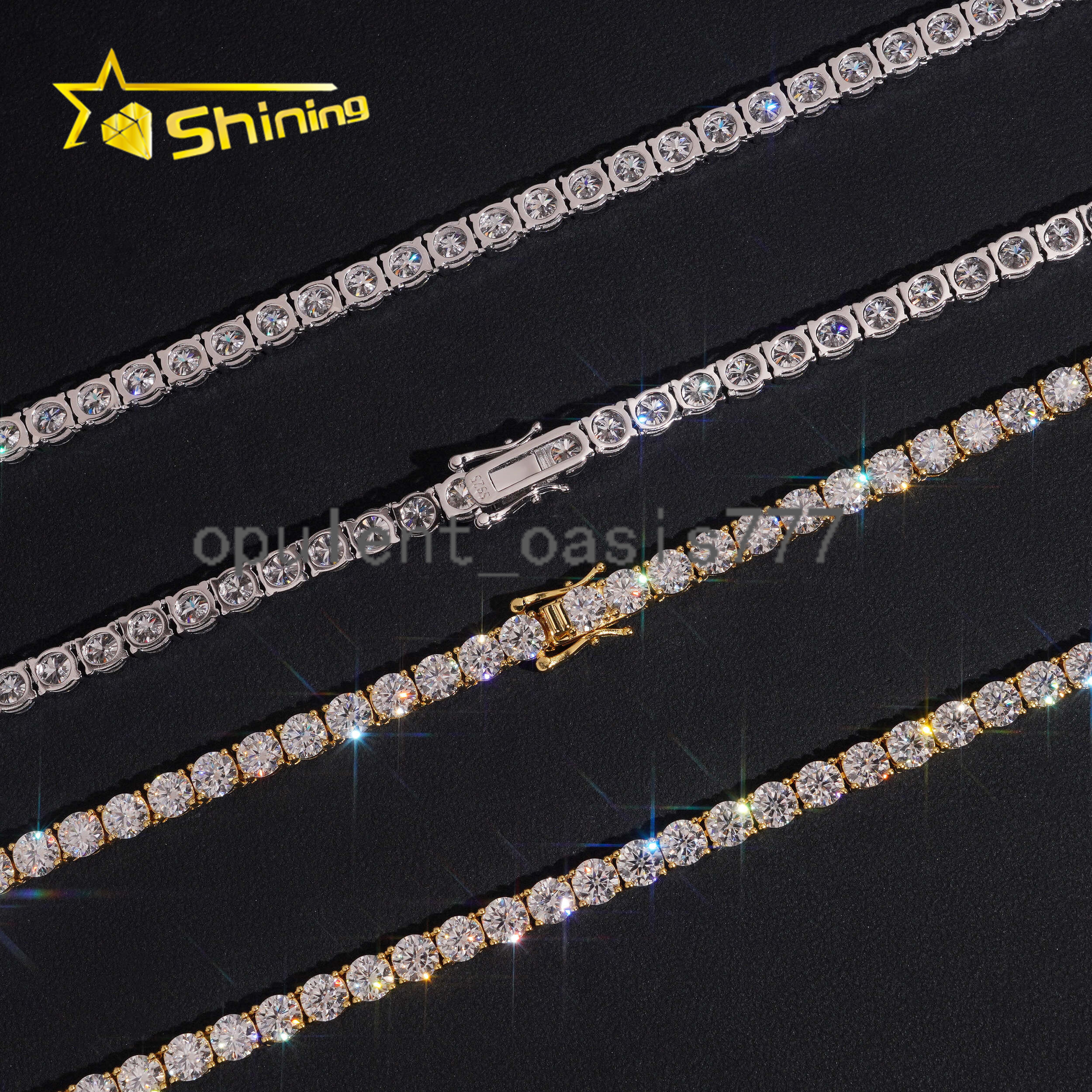 USA Warehouse Fast Shipping 925 Silver 5mm Moissanite Tennis Necklace GRA Certificated Iced Out Moissanite Tennis Chain Men