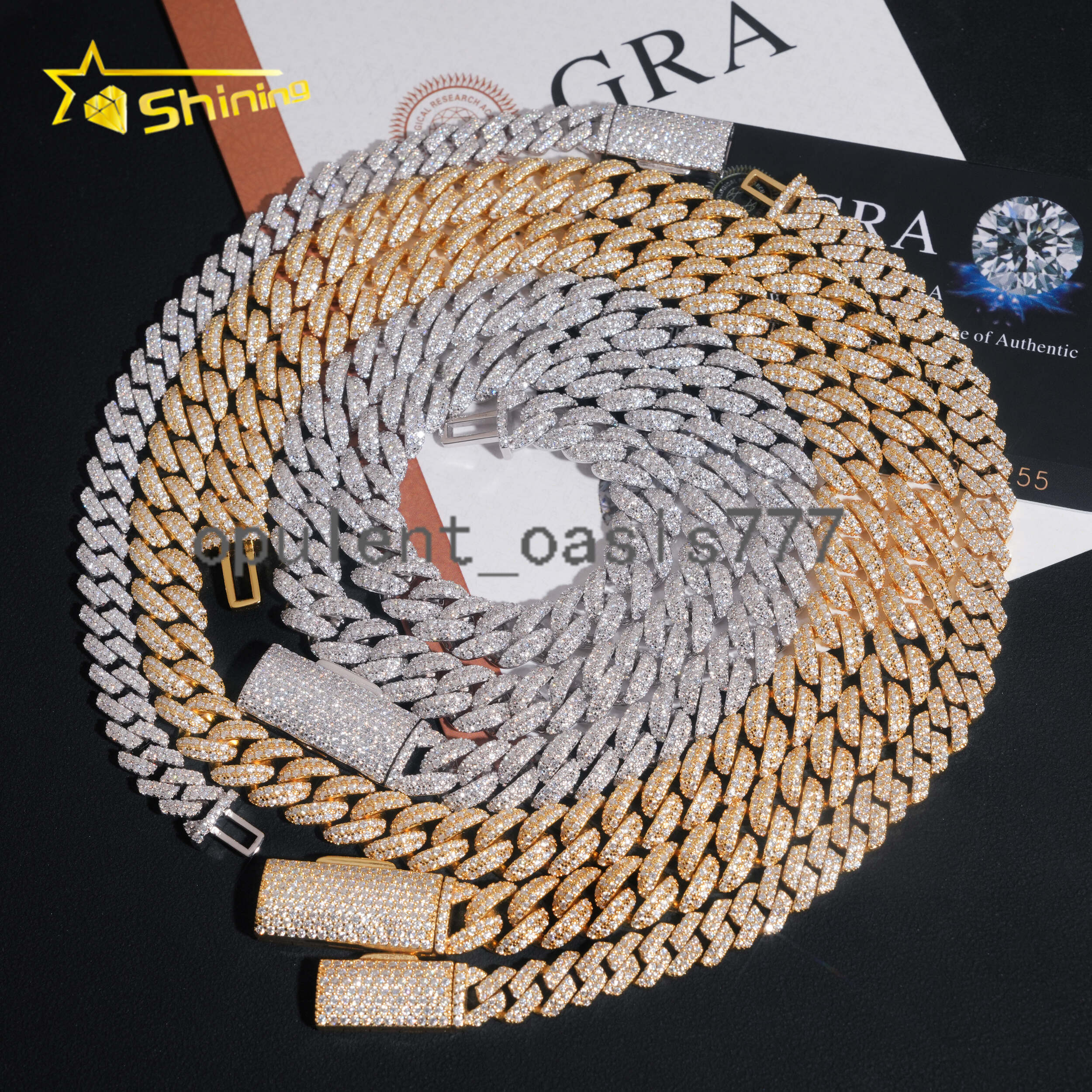 Hip Hop Jewelry Iced Out Link Chain Men 925 Silver 8MM 10MM Moissanite Cuban Link Chain Fashion Moon Shape Cuban Necklace