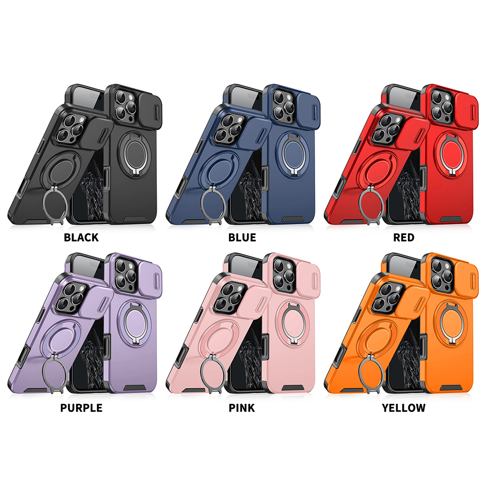 Heavy-duty Rugged Magnetic Ring Stand Case For iPhone 17 16 15 14 13 12 11 Pro Max Plus Slide Camera Protection For Magsafe Cover - view 9