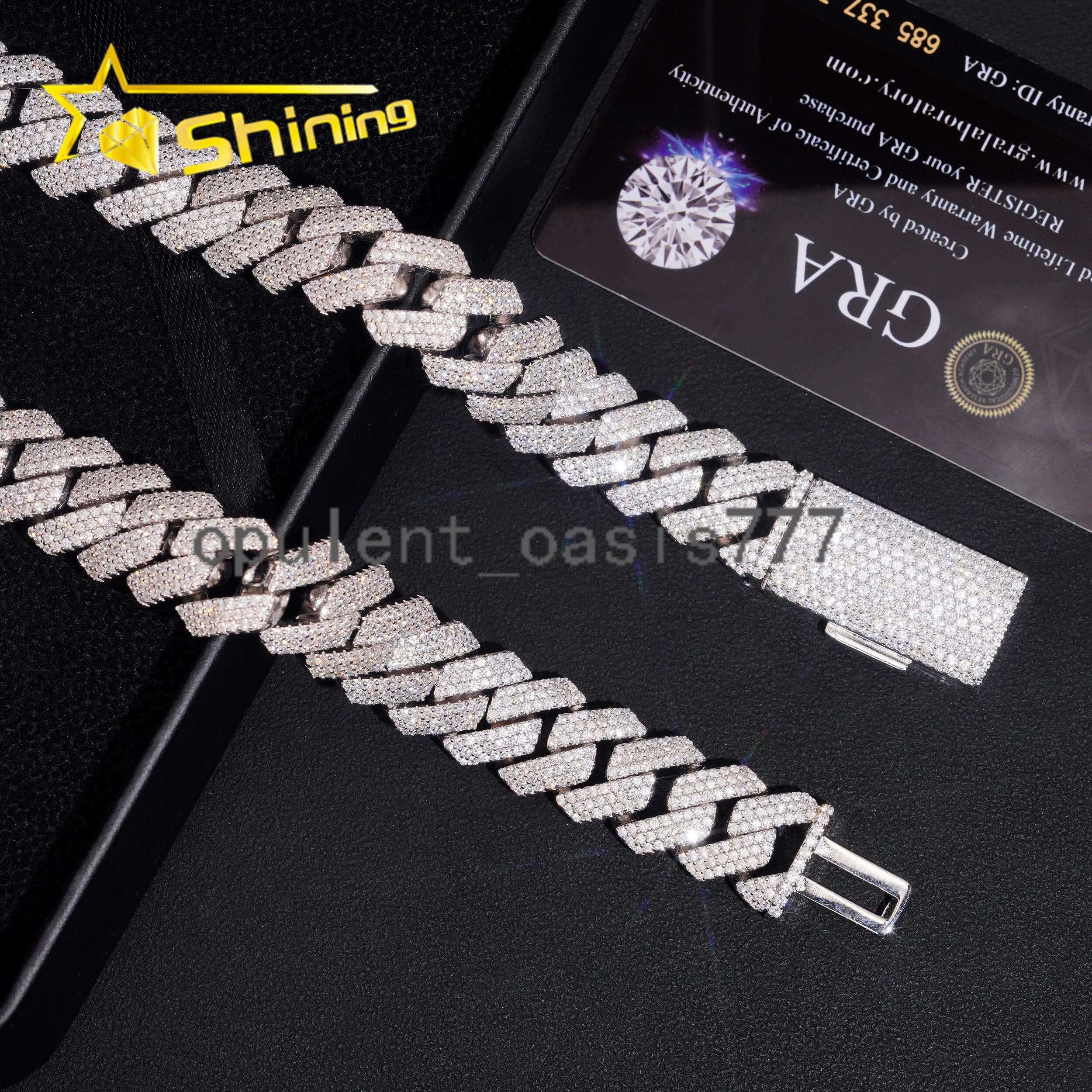 PROMOTION 16mm Moissanite Chain Cuban Links Pass Diamond Tester 925 Silver Cuban Link Chain Necklace White Gold Plated