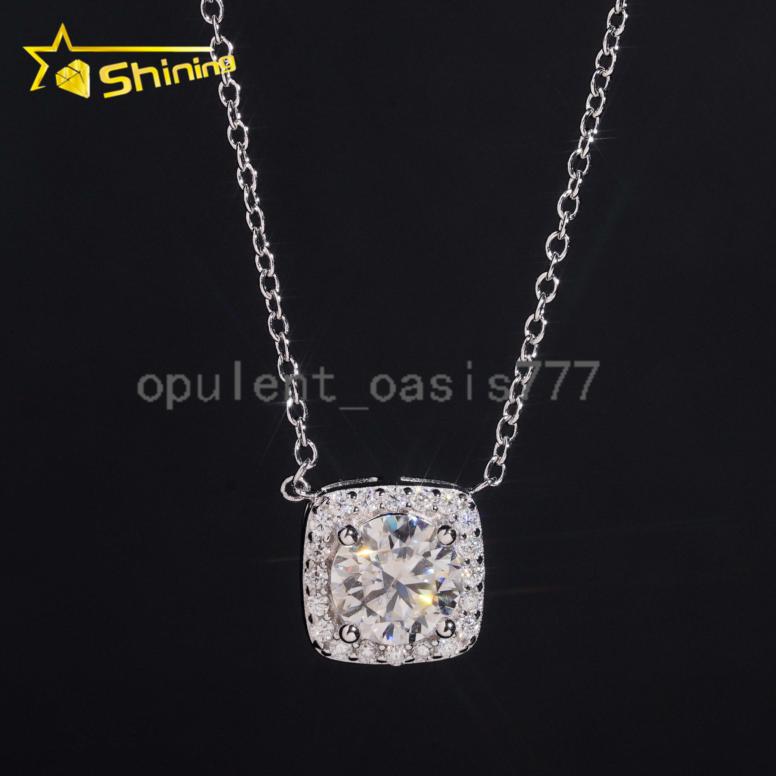 USA Local Stock Fine Jewelry Moissanite Necklace 925 Silver Classic Halo Design Round Moissanite Pendant Necklace for Women