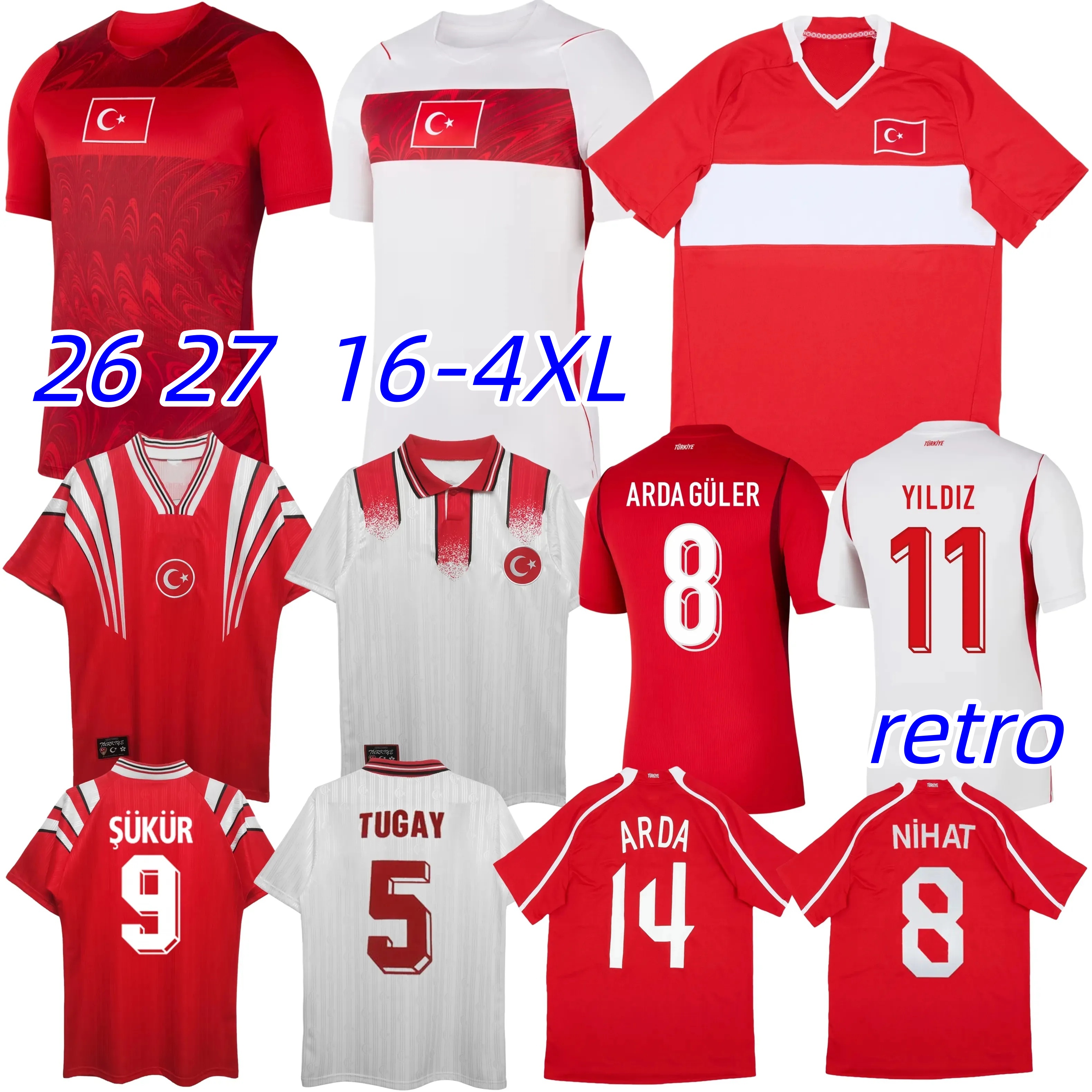 2026 2027 ARDA GULER Turkey soccer jerseys YILDIZ BARIS KADIOGLU Calhanoglu Akturkoglu Hakan Turkiye ARDA SEMIH NIHAT National team football shirts 1996 2008 retro