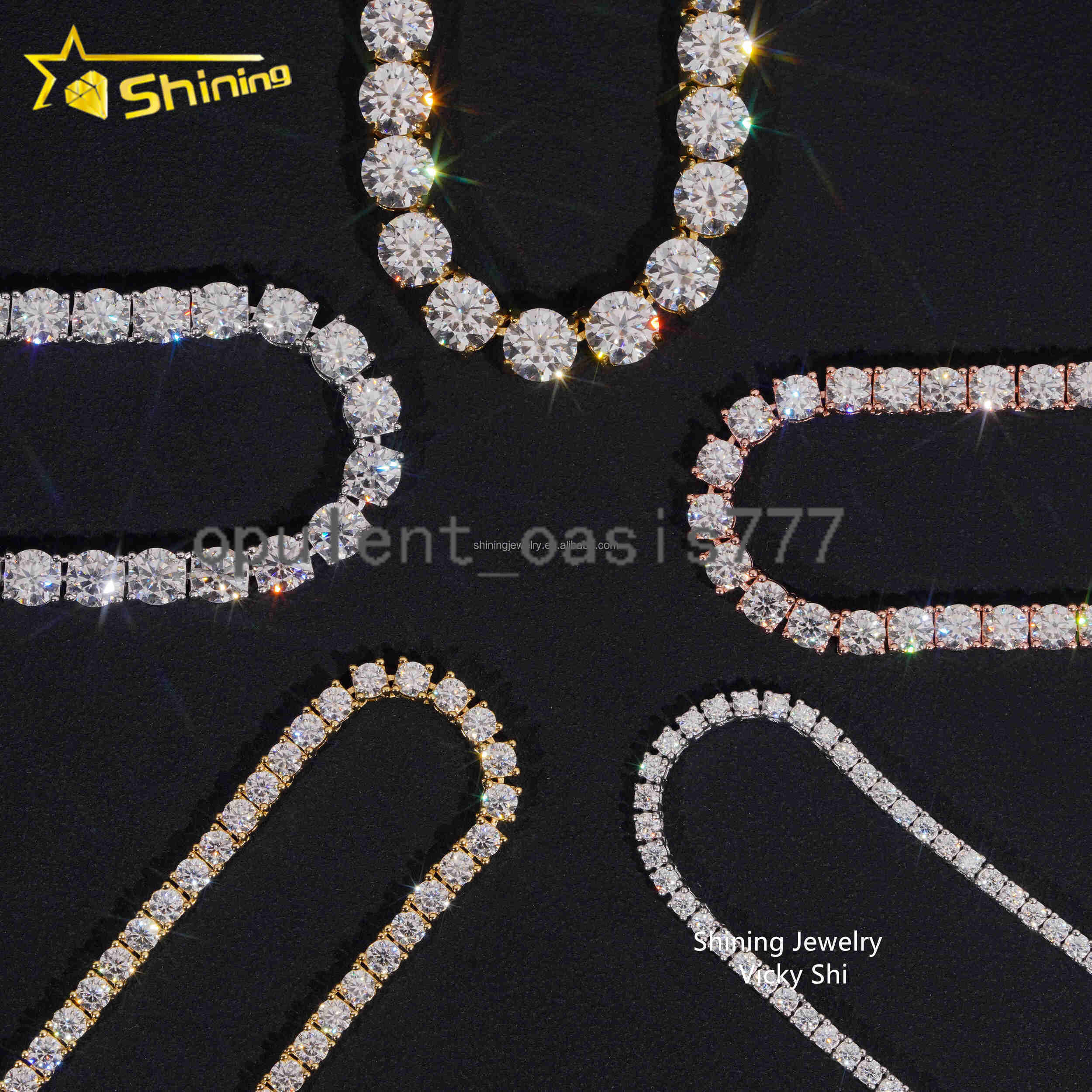 GRA Certificated Pass Diamond Tester Moissanite Tennis Chain 925 Silver Fine 2MM to 5MM Iced Out Moissanite Tennis Necklace