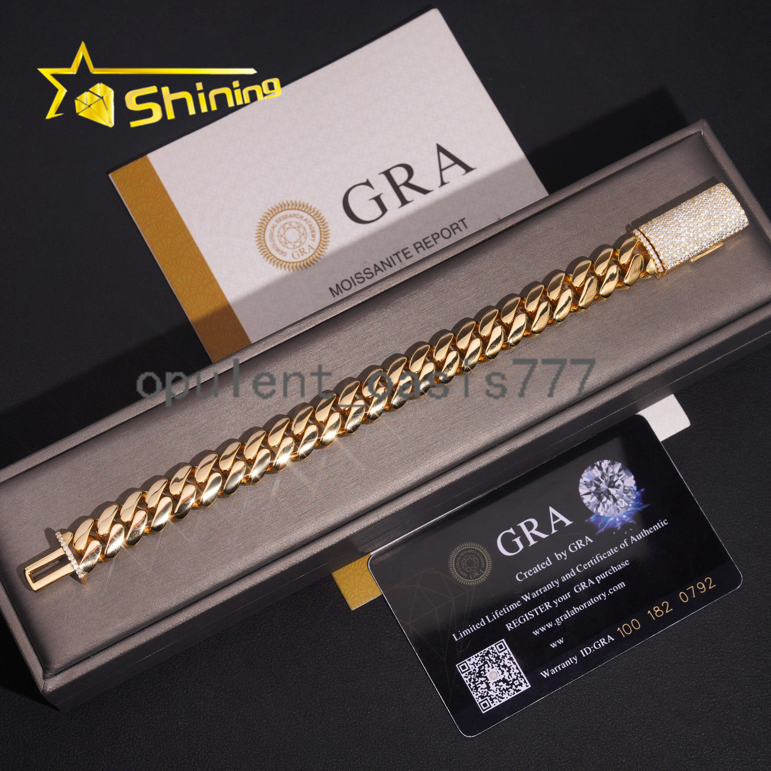 Hip Hop Jewelry Gold Plated 12mm Plain Cuban Bracelet with Moissanite Clasp Custom 925 Silver Bracelet for Men