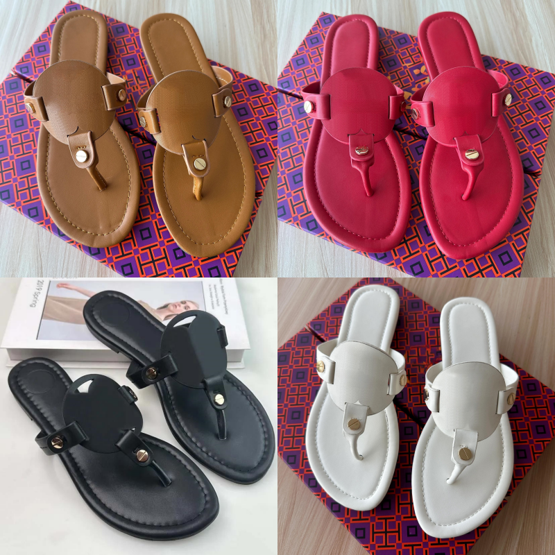 designer Women Sandals Fashion Summer Beach Classics Vintage Sandals Luxury Designer Classics Flip-flops leather Sandals Yellow white pink 36-41