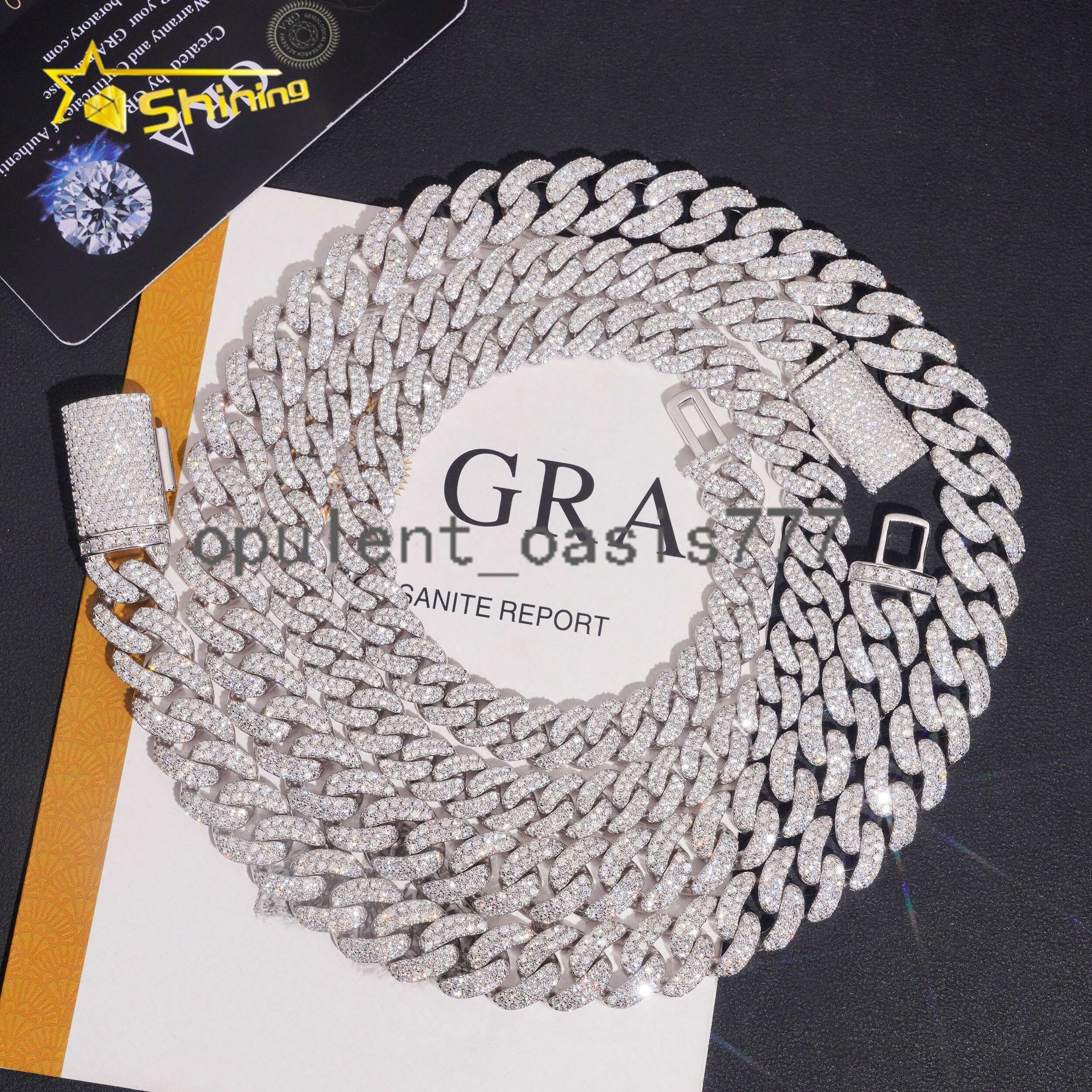 Hip Hop Jewelry 925 Silver 2Rows 10mm 13mm VVS Moissanite Cuban Link Chain Custom Iced Out Cuban Link for Men