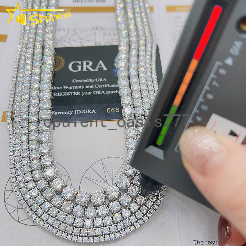 Fast Delivery Hot Sale 925 Sterling Silver Necklace Bracelet Pass Diamond Tester GRA Certified VVS Moissanite Tennis Chain