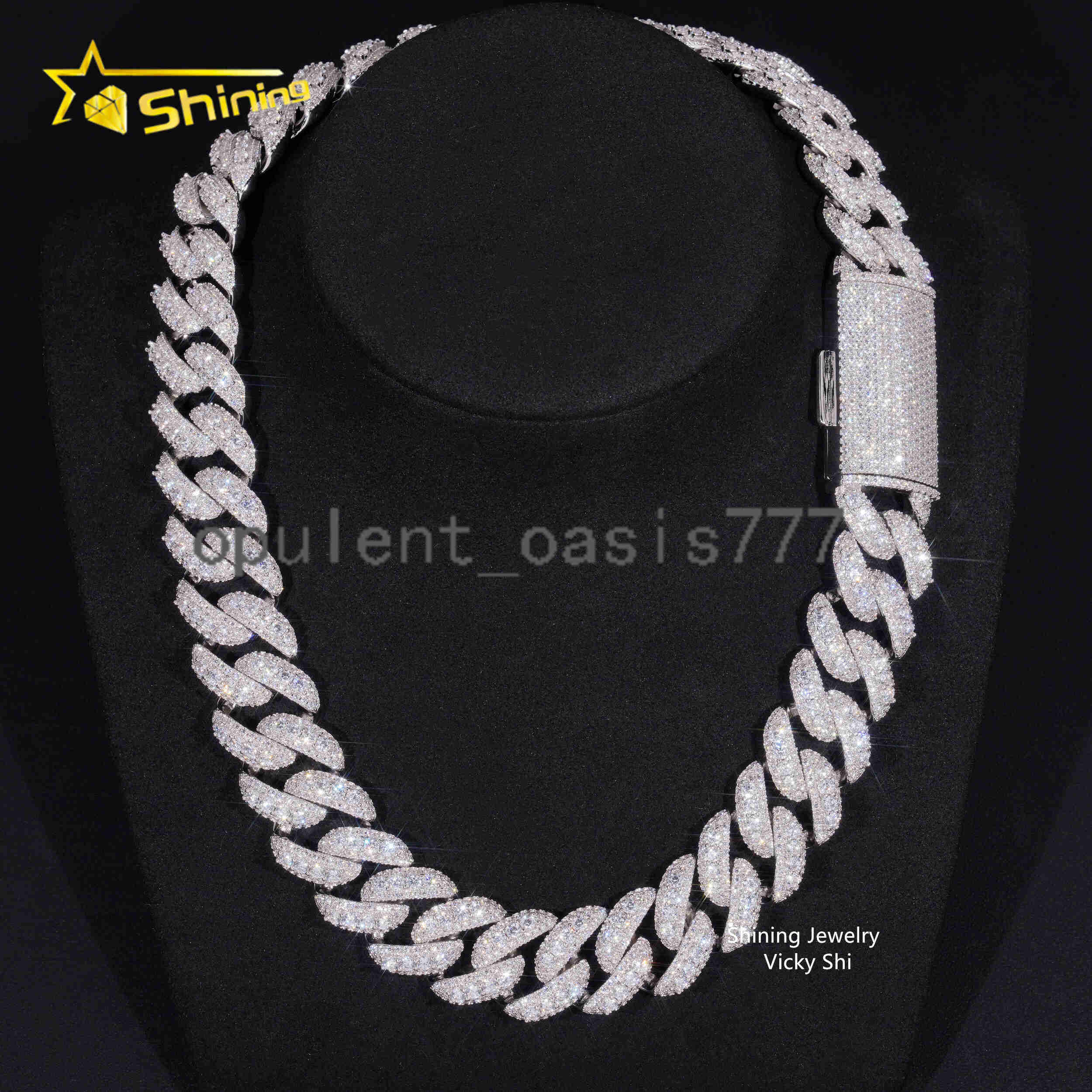Trendy Big Size Heavy 925 Silver 20MM Width Miami Moissanite Cuban Link Chain Custom Iced Out Hip Hop Necklace for Men Women