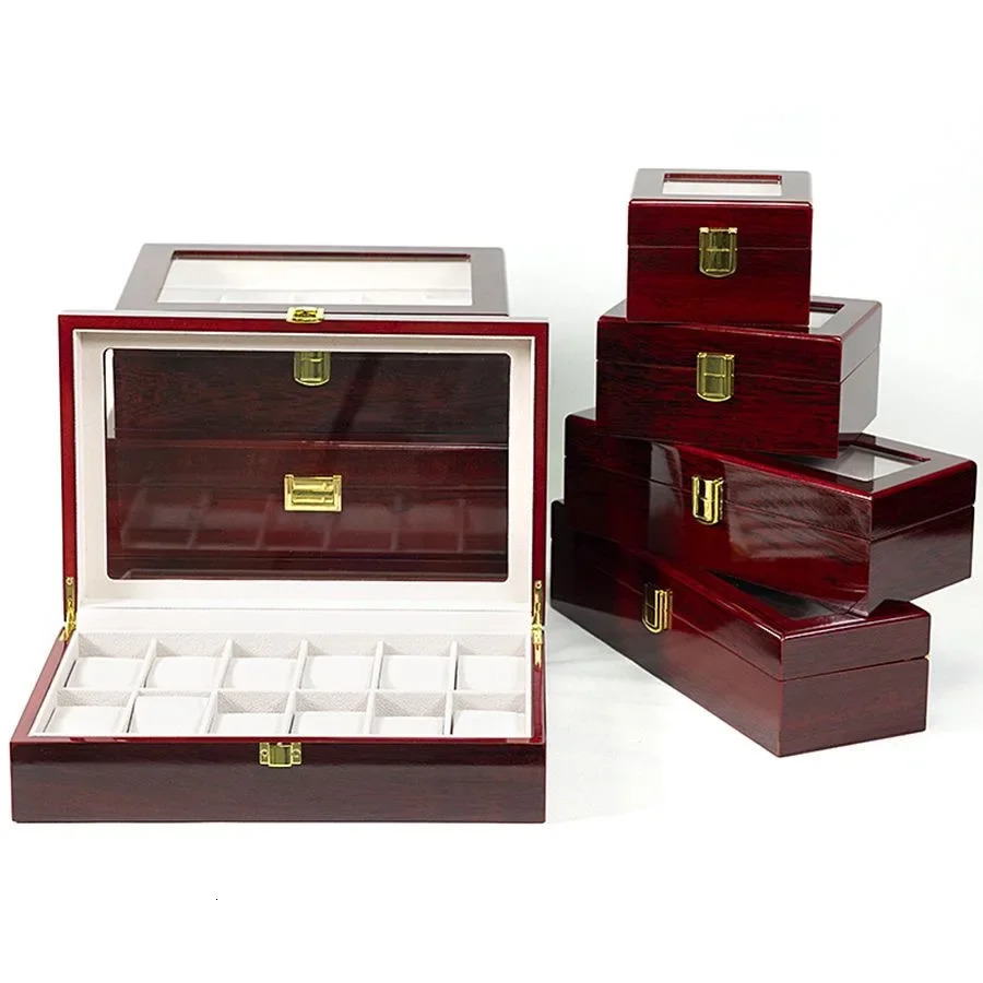 Wooden Watch Box Eco-Friendly Watch Storage Case with 1/2/3/5/6/10/12 Slots Travel Organizer for Men Watch Gift Box 260327