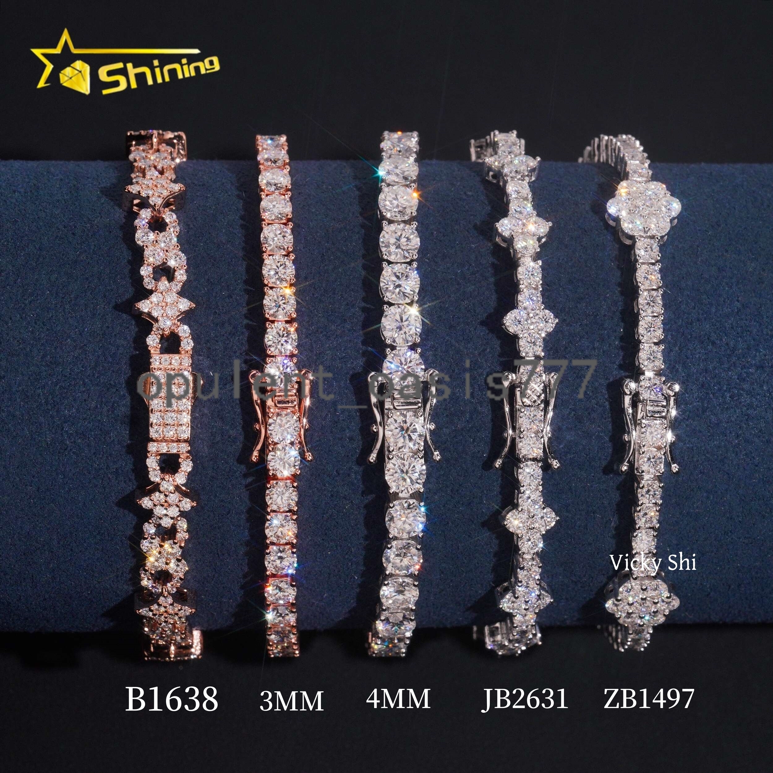 Hot Sell Moissanite Tennis Bracelet Fine Jewelry 925 Silver Man Bracelet Iced Out Mixed Design Flower Cross Moissanite Bracelet