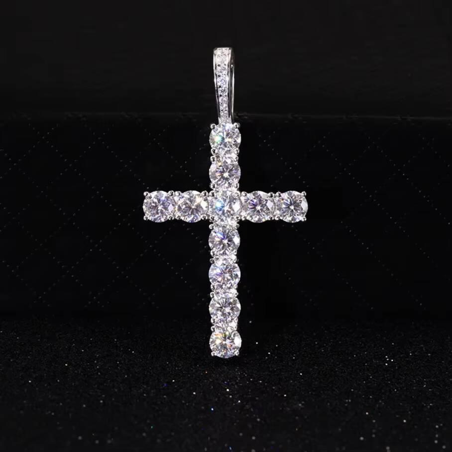 Hot-sale VVS Diamond Cross Pendant D GRA Moissanite S925 Silver Gold Plate Custom Pendant for Cuban Necklace