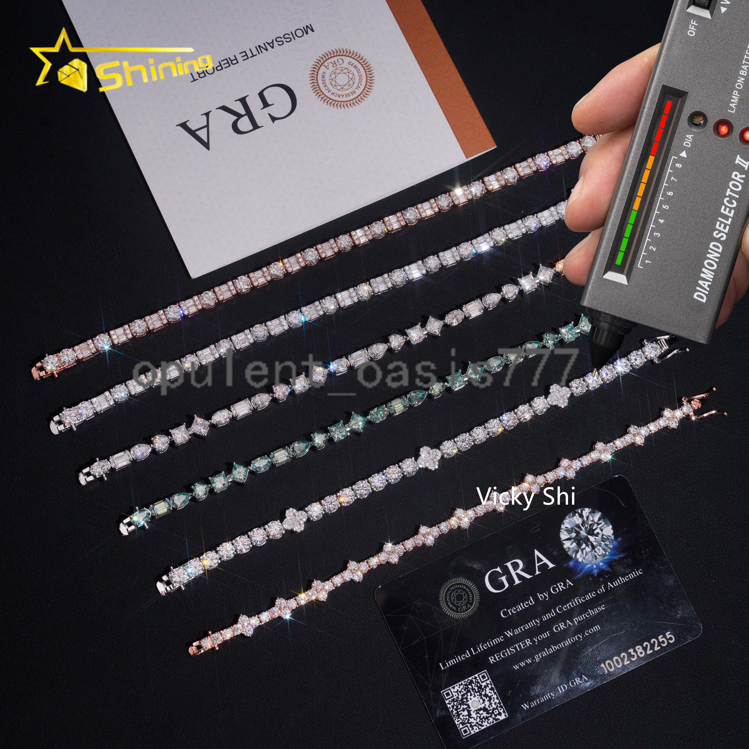 Hot Selling Moissanite Bracelet Women Men Iced Out Fine Jewelry 925 Sterling Silver Moissanite Cross Bracelet Tennis Chain