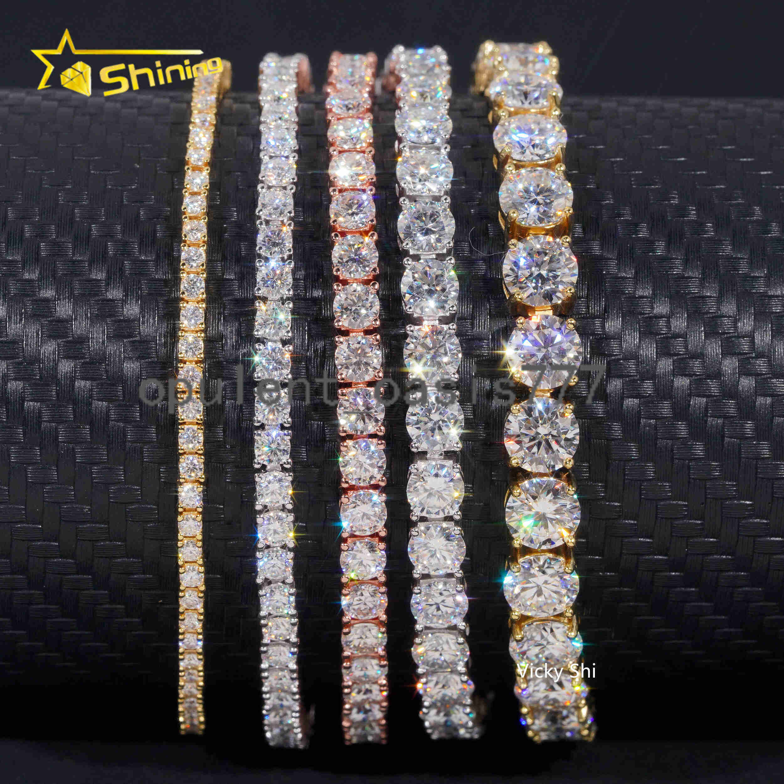 GRA Certificated Pass Diamond Tester Moissanite Tennis Chain 925 Silver Fine 2MM to 5MM Iced Out Moissanite Tennis Necklace