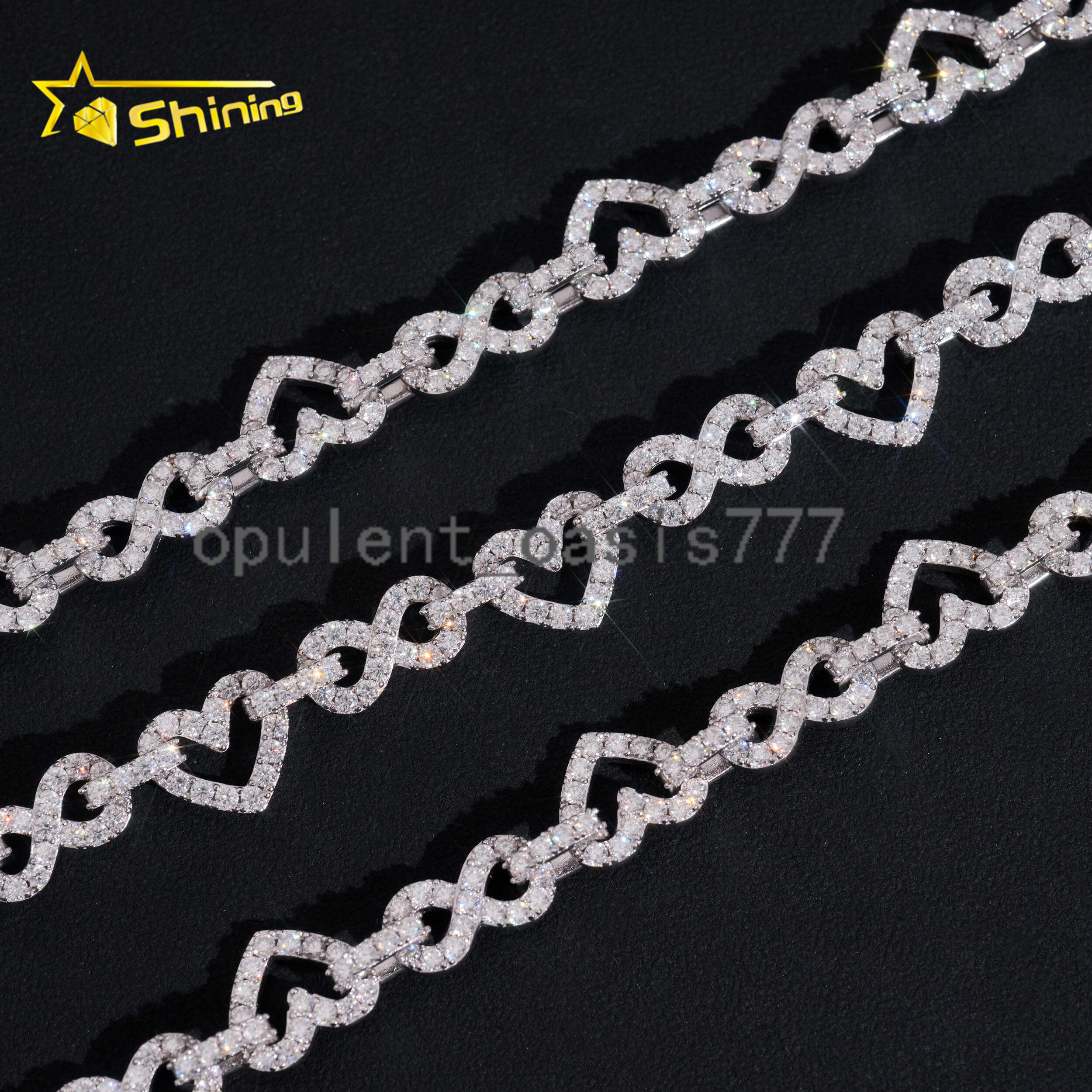 Hip Hop Jewelry Rapper 925 Silver 85MM Heart Style Missanite Cuban Link Chain Iced Out Men Infinity Cuban Necklace Chain Link