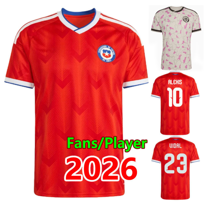 2026 Chile Soccer Jerseys fans player 26 27 home away CH.ARANGUIZ Alexis BRERETON DIZA Vidal Vargas football shirt Medel maillots camiseta de futbol men kids set S-4XL