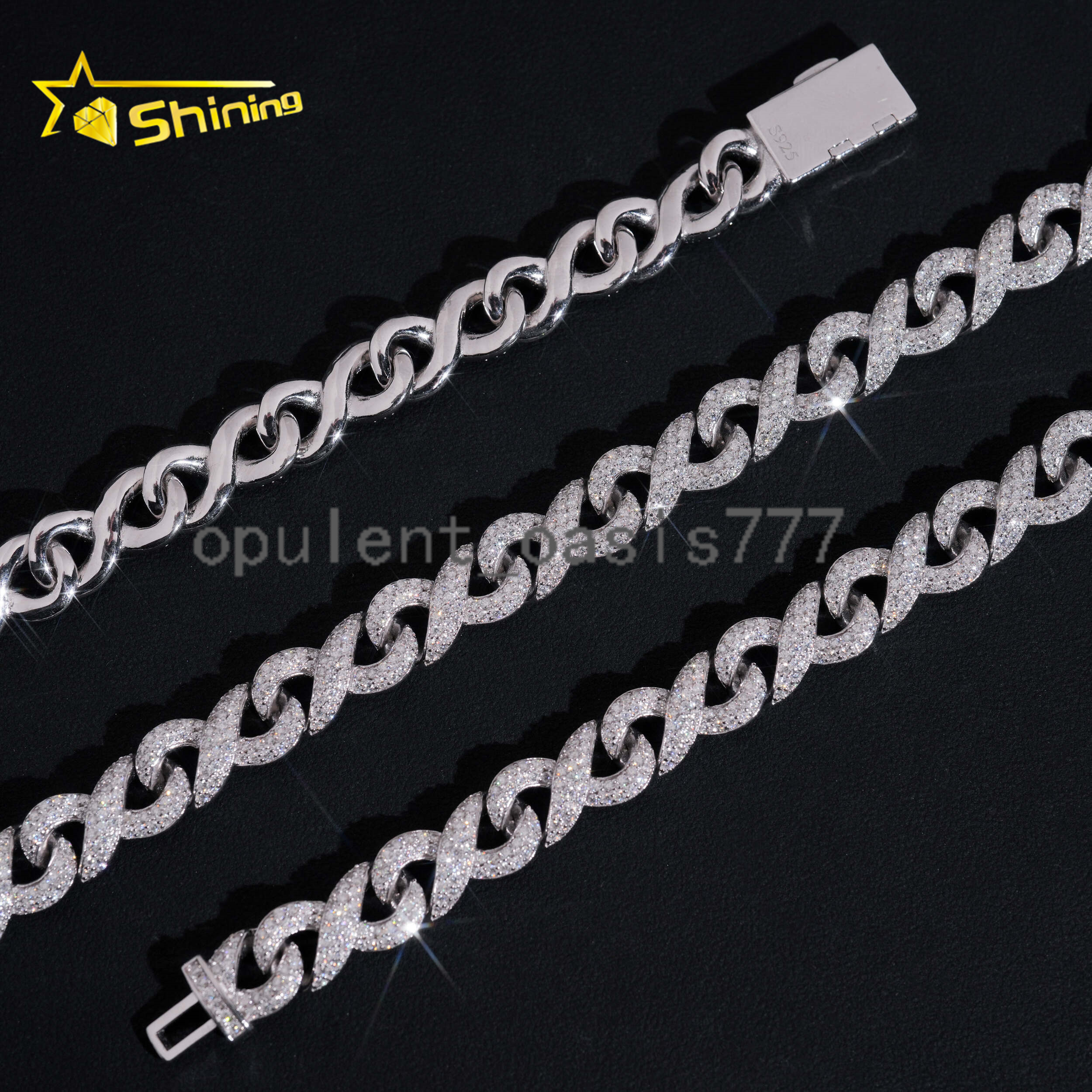 Hot Selling 925 Sterling Silver 10MM Infinity Cuban Link Moissanite Chain Custom Iced Out Cuban Necklace for Men Women
