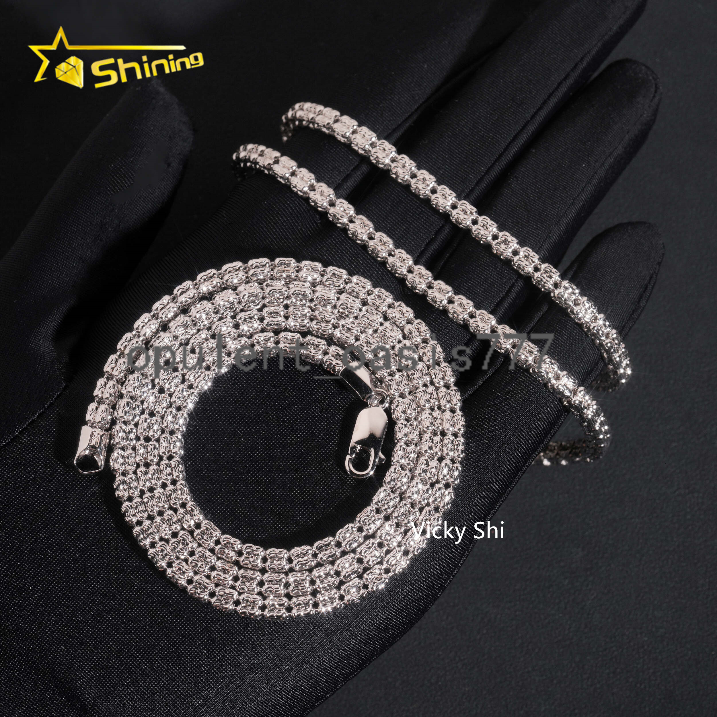 Best Selling 925 Sterling Silver Jewelry 4MM Rope Chain Beads Hip Hop Necklace Men Franco Chain Cuban Link