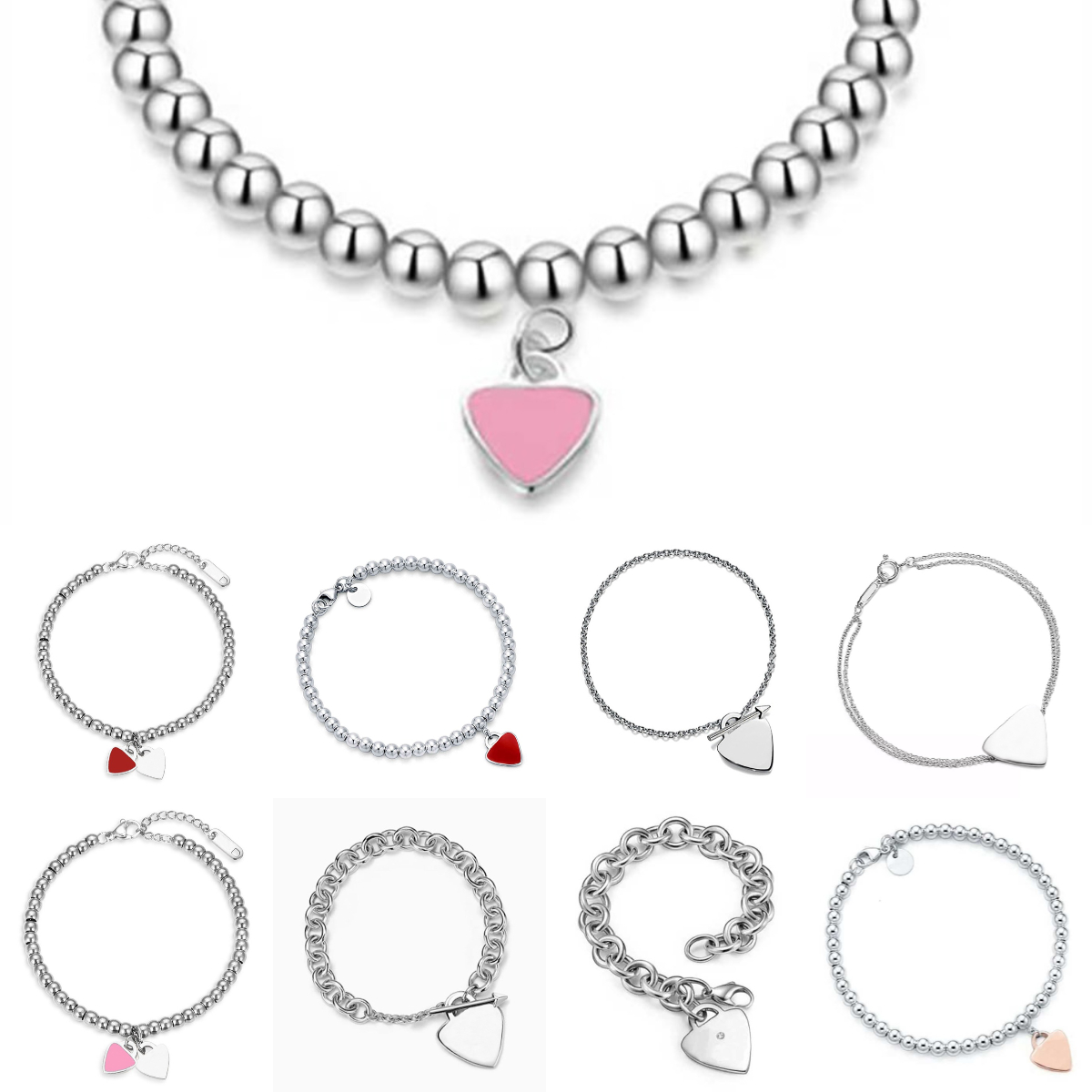 bracelet designer jewelry woman designer double heart bracelet Classic style lock toggle heart bracelets jewelry bracelet mens bracelet red pink bead bracelet