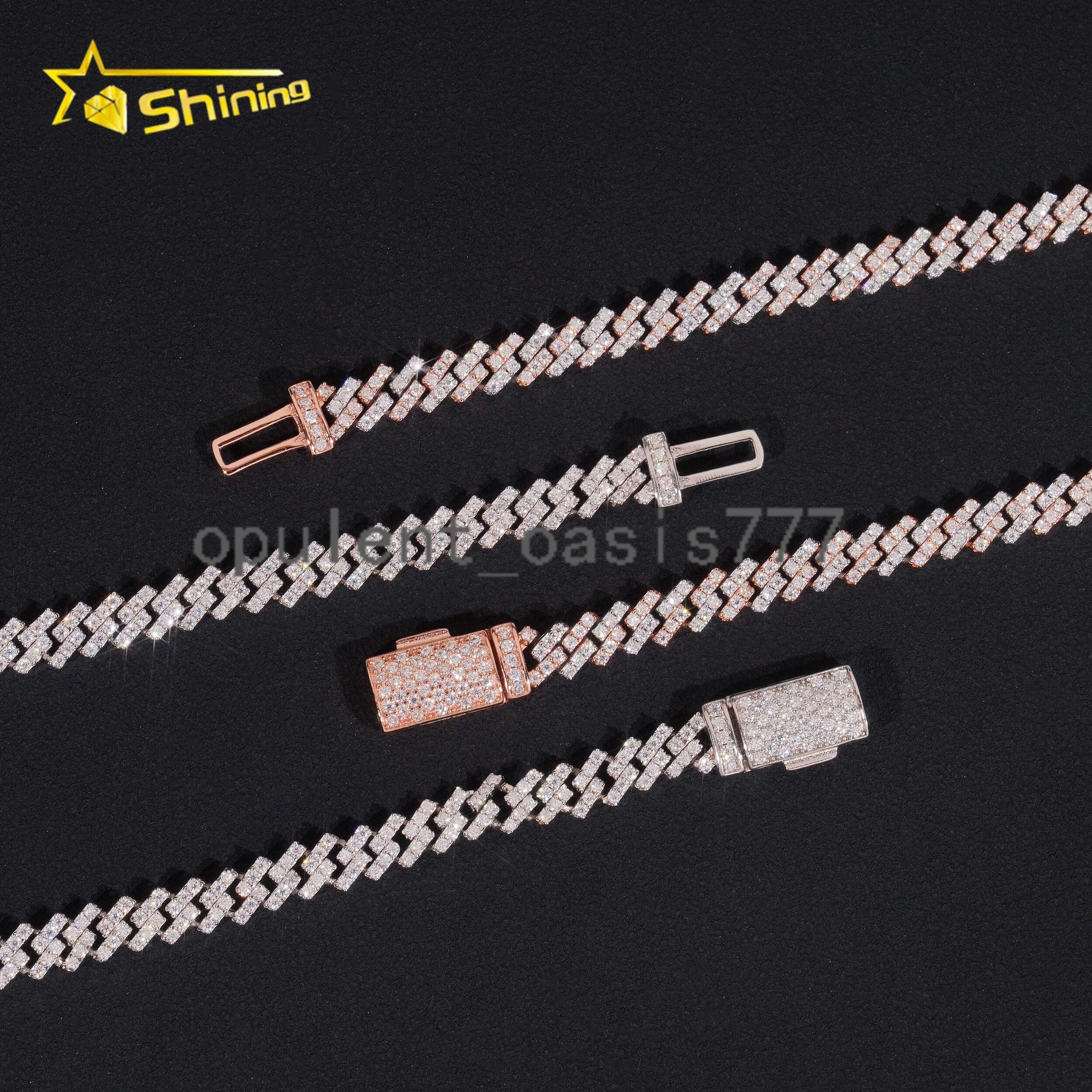 Pass Diamond Tester Iced Out One Row Hip Hop Thin 5mm Width 925 Sliver Moissanite Cuban Link Chain