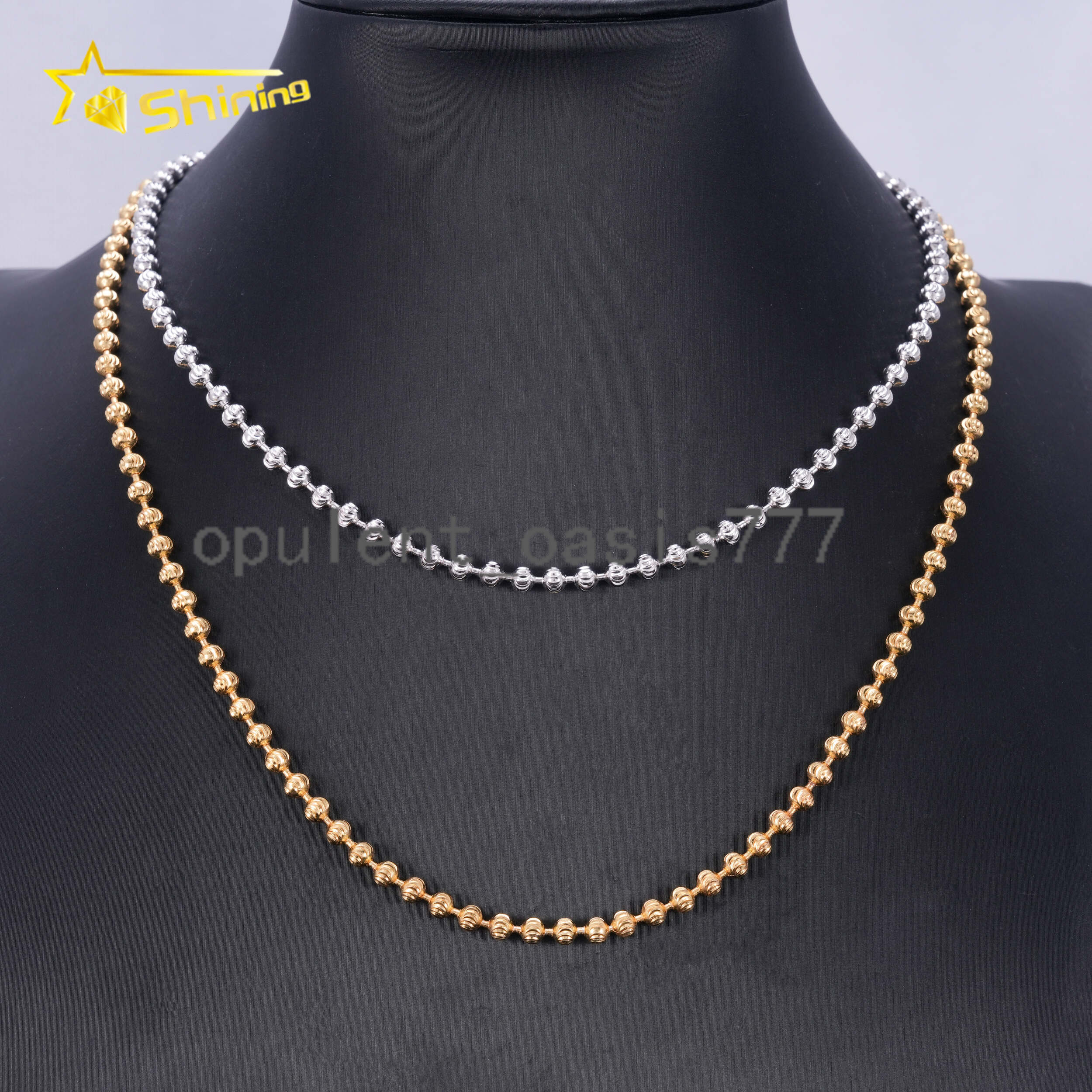 Factory Wholesale Moon Cut Beads Chain Sterling 925 Silver Trendy Jewelry Daily Cuban Link Chain Necklace 4mm Chain
