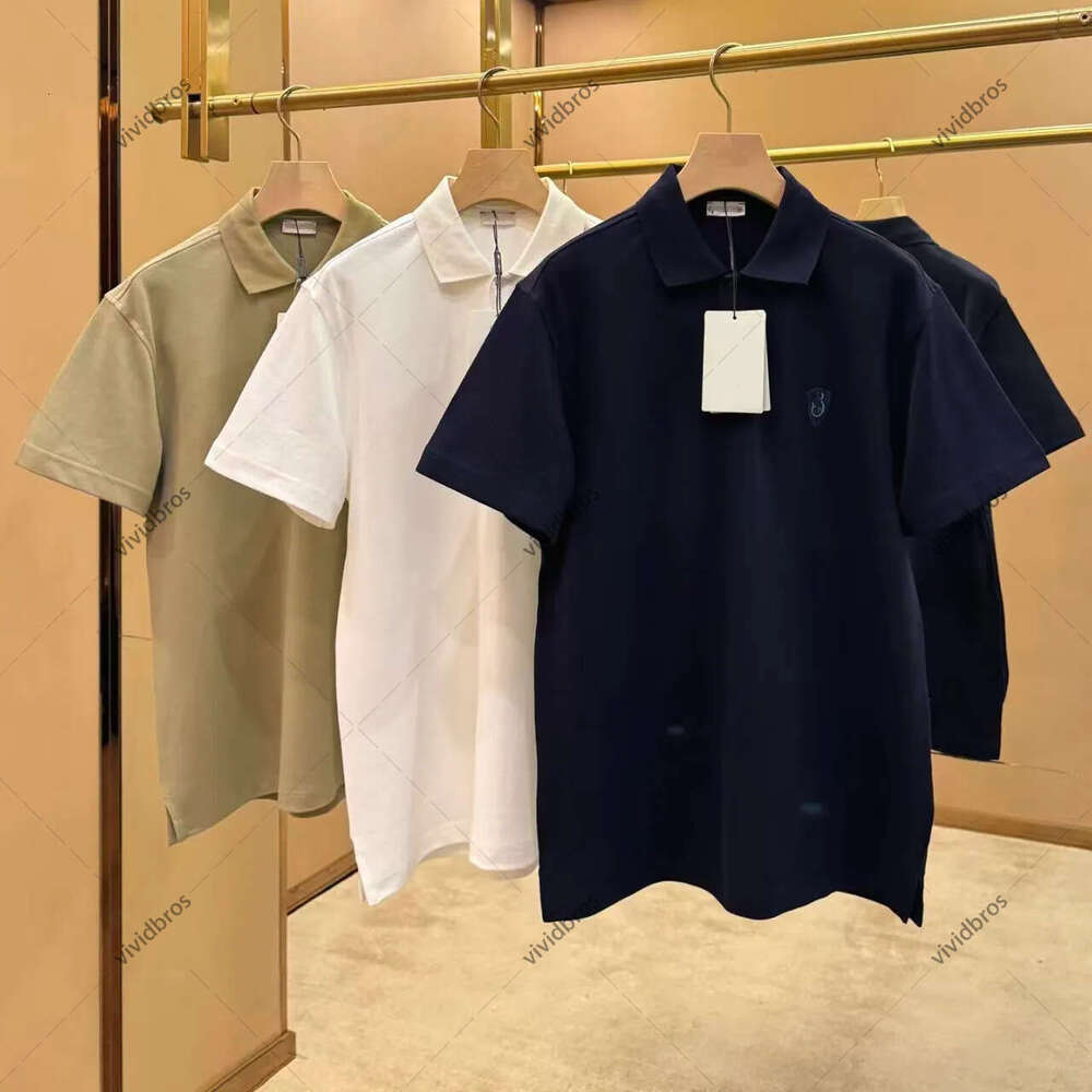 Design Men's Luxury Shield Badge Print Polo Shirt, Casual Classic Short Sleeve Cotton Polo, Minimalist Business Style for Men's Daily Office Wear