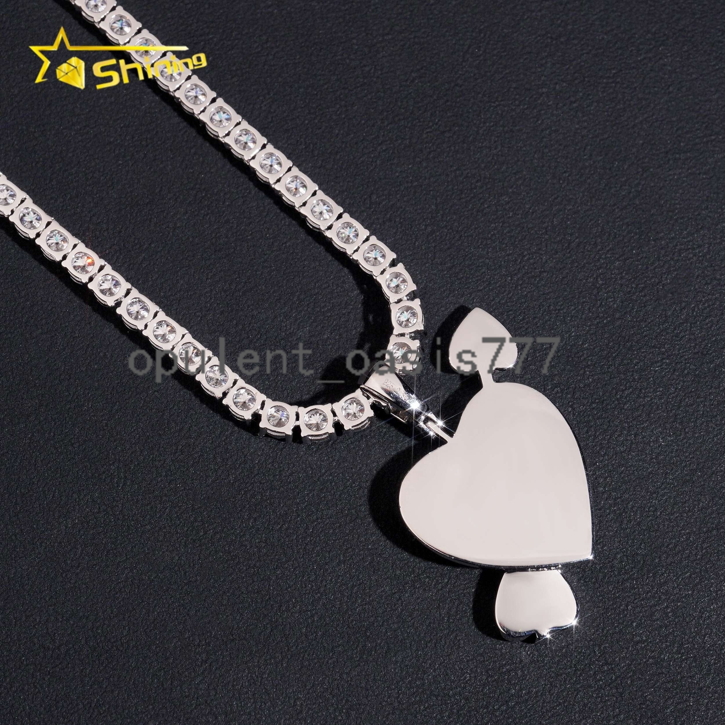 Hip Hop Jewelry Romantic Iced Out Gift 925 Silver Hot Selling Rose Gold Heart VVS Moissanite Pendant