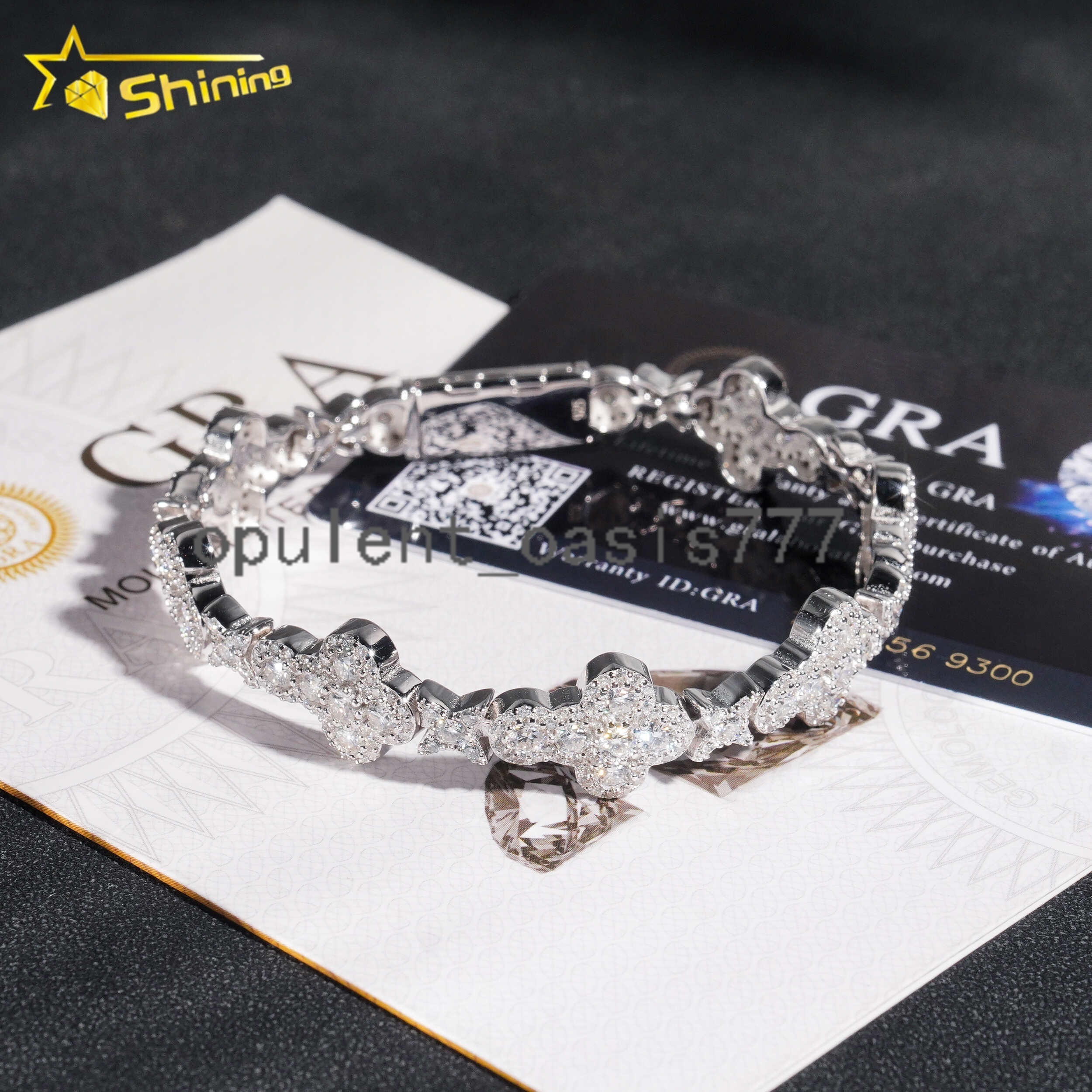 Cross Style 3mm Tennis Bracelet Fashion White Gold 925 Sterling Silver VVS Moissanite Diamond Iced Out Star Cross Link Bracelet