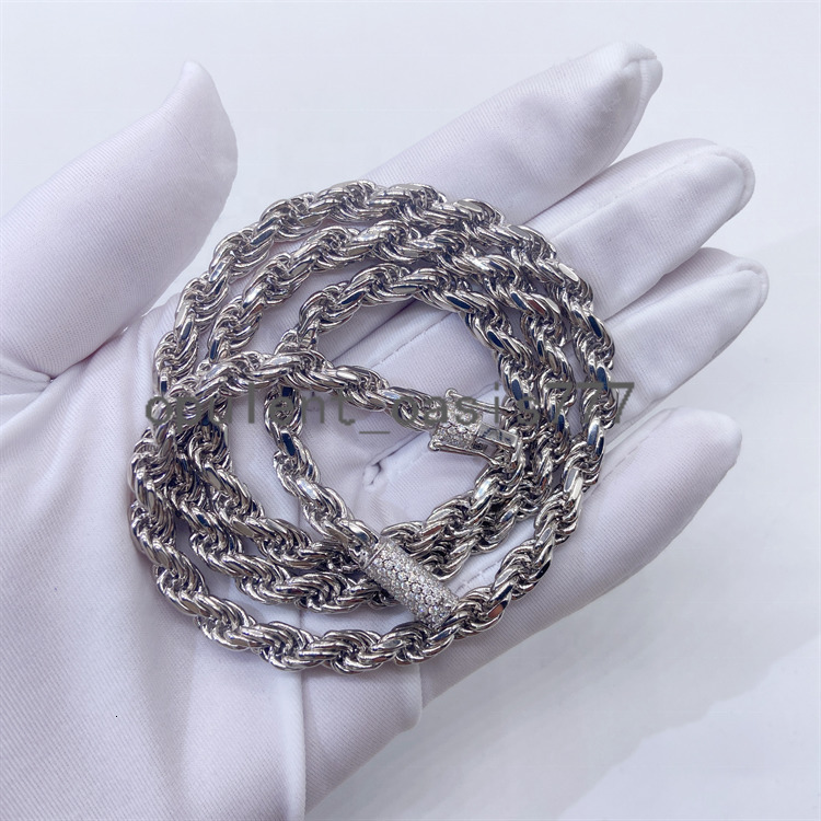 New Arrival High Quality Fashion Jewelry Moissanite Lock Gold Solid Sterling Silver 6mm Rope Chain for Pendant