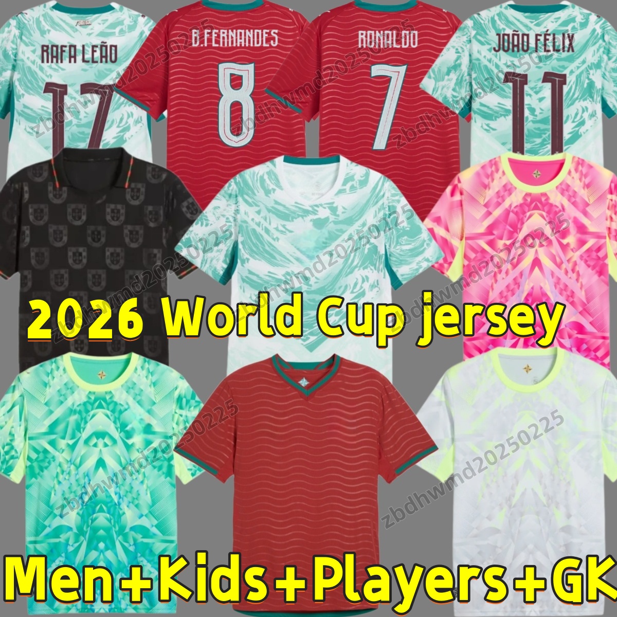 26 27 portugal Soccer Jerseys ronaldo B.FERNANDES EUSEBI0 JOAO FeLIX MANE World Cup football shirts 2026 2027 Men kit Portugal Child Shirt Kits Player national team