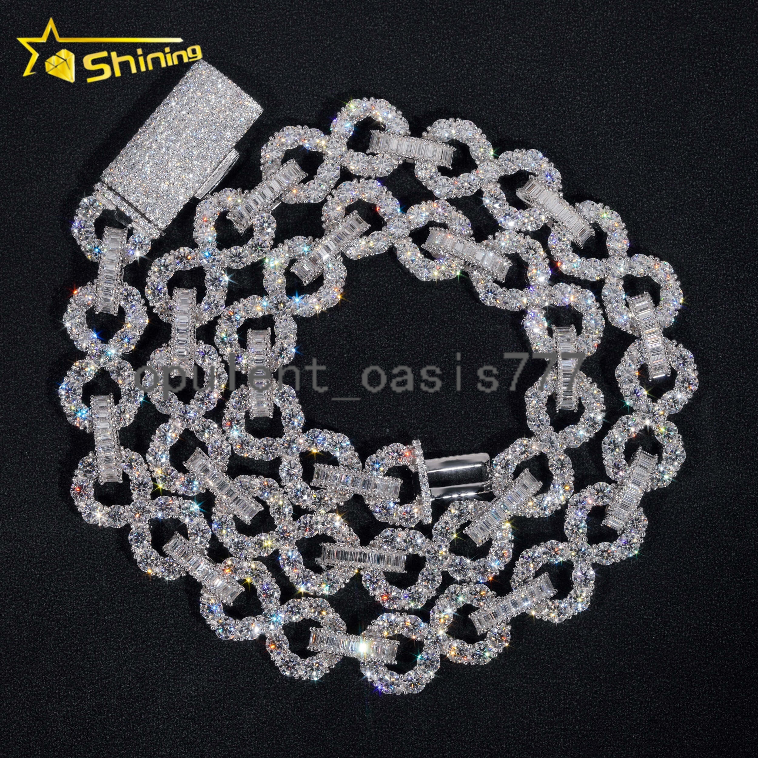 Hip Hop Jewelry Pass Diamond Tester 16MM Cuban Link Chain Moissanite 925 Sterling Silver Iced Out Infinity Necklace