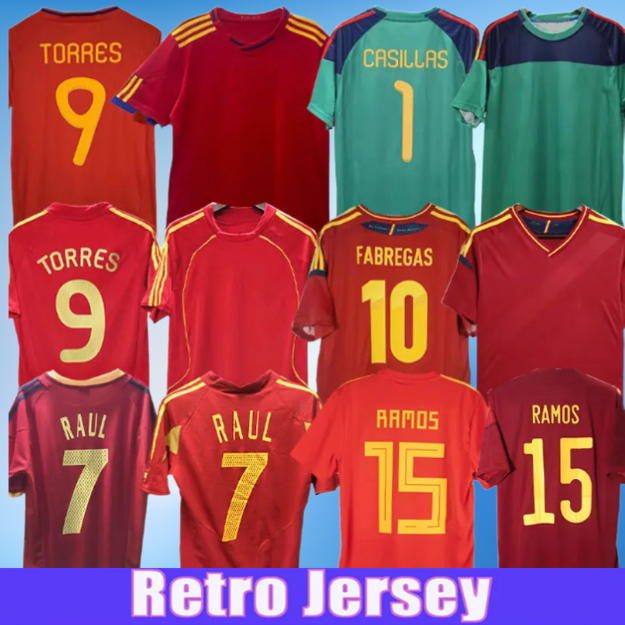 Retro classic 2010 Spain soccer Jerseys 1994 1996 98 2000 02 08 10 12 14 18 20 22 Camiseta TORRES RAUL XAVI Hierro LUIS ENR CASILLAS ALONSO Guerrero PUYOL