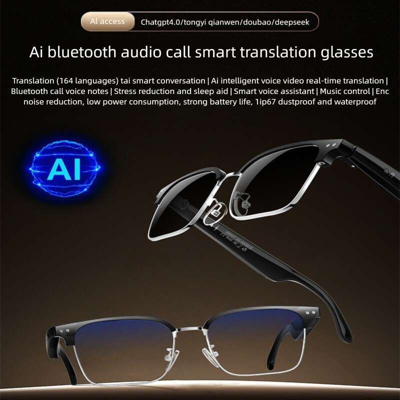 Cross-border Exclusive W100D Smart Glasses AI Real-time Translation Bluetooth Audio Sports Calling Music Player Hands-Free Wearable Device CKS