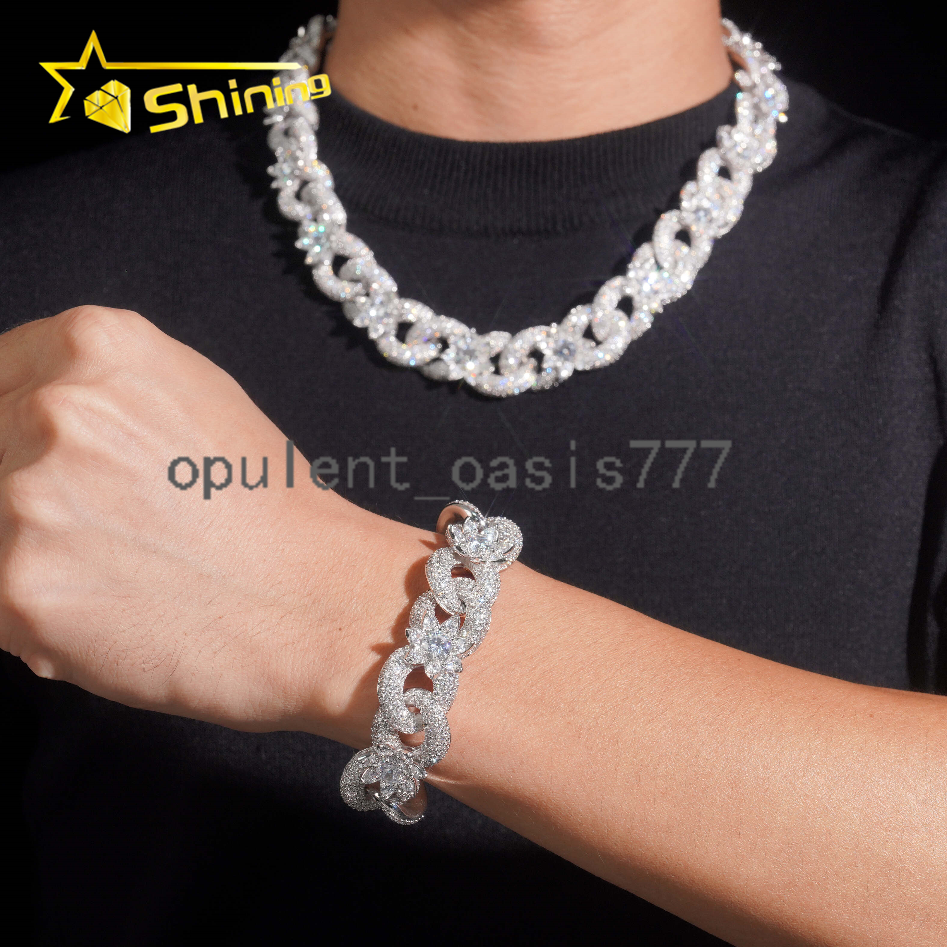 Luxury Rapper Jewelry 925 Sterling Silver 18MM Infinity Moissanite Cuban Link Chain Hip Hop Iced Out Custom Chains for Men