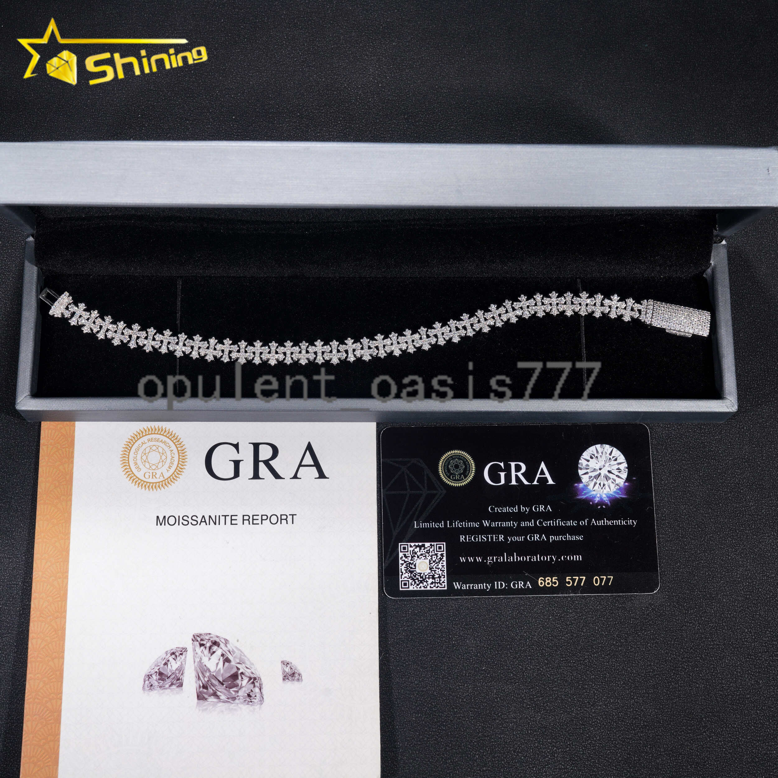 Pass Diamond Tester Silver 925 Gold Plated Hip Hop Jewelry Custom VVS Moissanite Cuban Link Chain Cross Bracelet