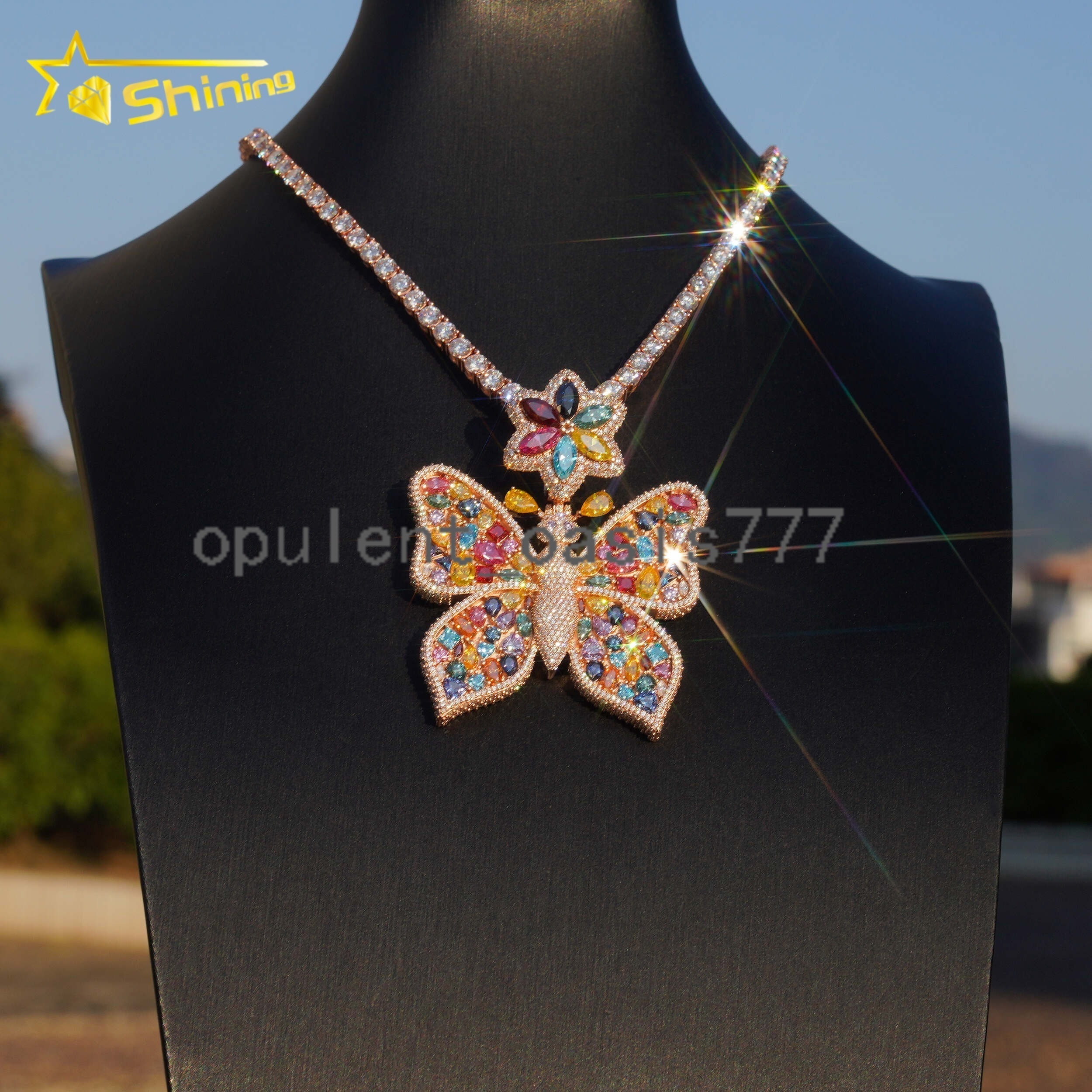 Top Quality Hip Hop Rapper Style 925 Sterling Silver Butterfly Iced Out Moissanite Diamond Pendant