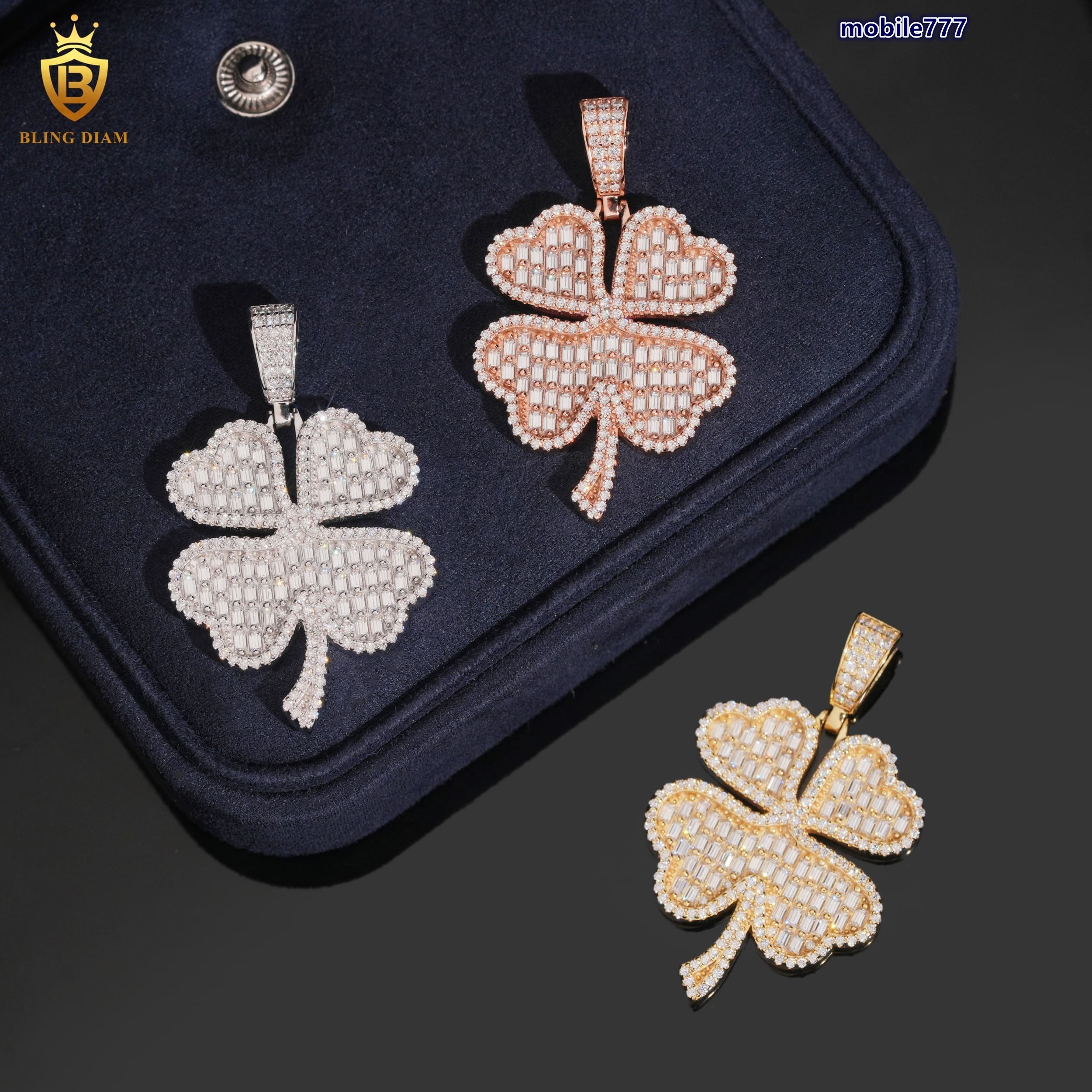 Factory Outlet VVS Moissanite Pendant Men 925 Silver Charm Pendant HipHop Four Leaf Clover Pendant Iced Out Moissanite Pendant