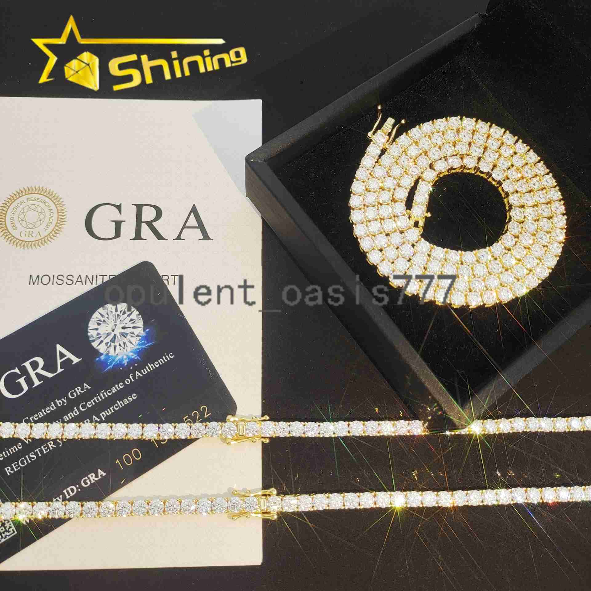 Bulk Stock Drop Shipping Hip Hop Hot Selling Pass Diamond Tester VVS D Moissanite 925 Sterling Silver Tennis ChainBracelet