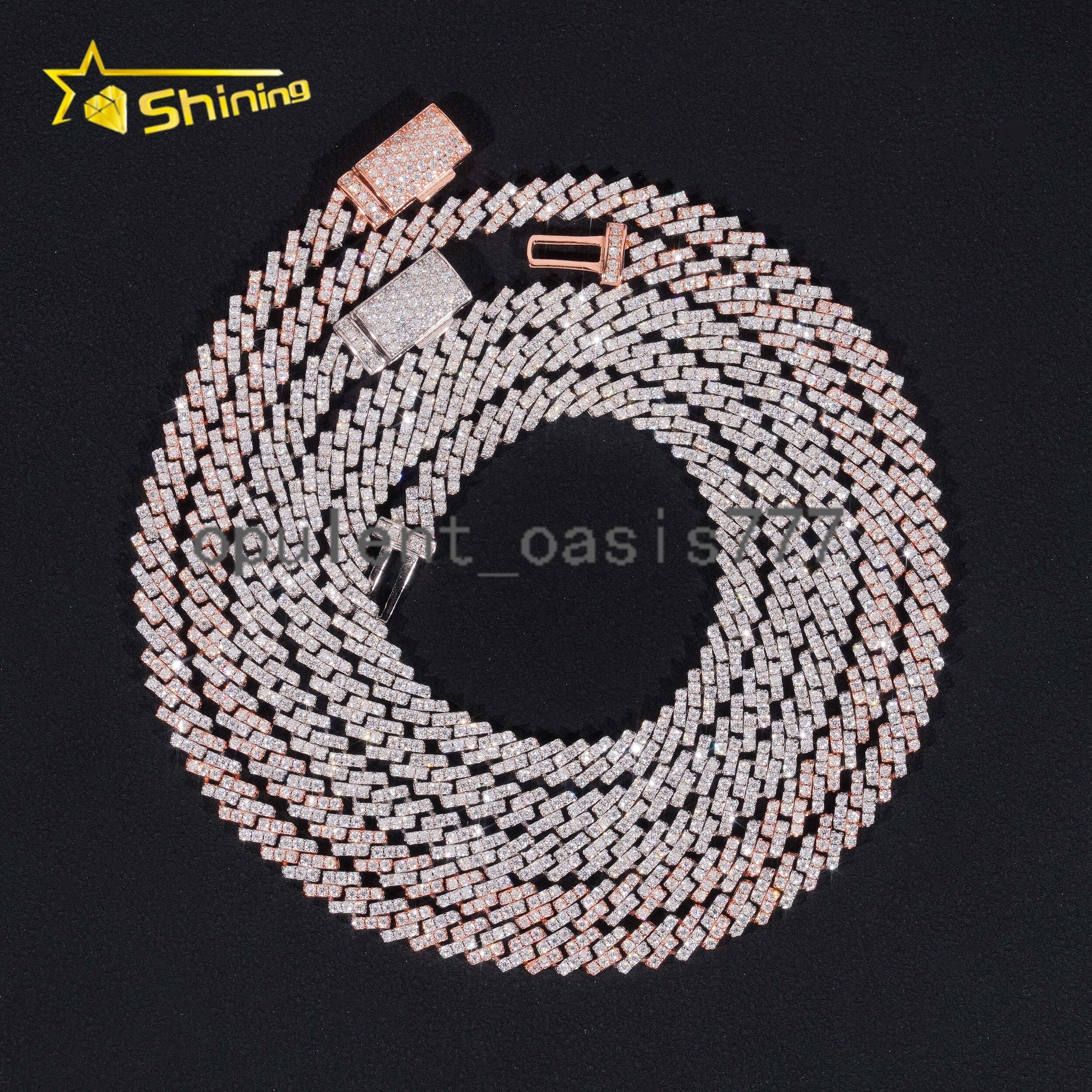 Pass Diamond Tester Iced Out One Row Hip Hop Thin 5mm Width 925 Sliver Moissanite Cuban Link Chain