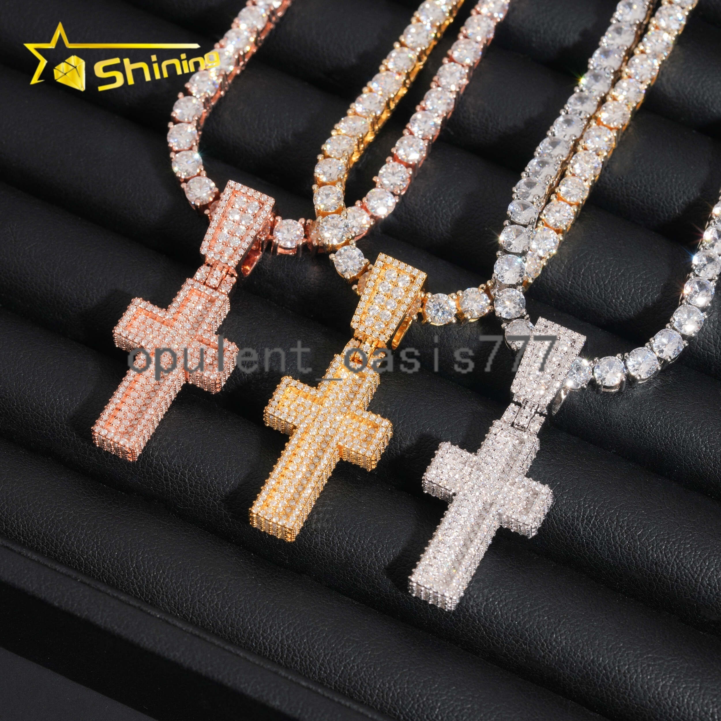 Fine Jewelry 925 Silver Iced Out Popular GRA Certificate Hip Hop Cross Moissanite Hip Hop Pendant